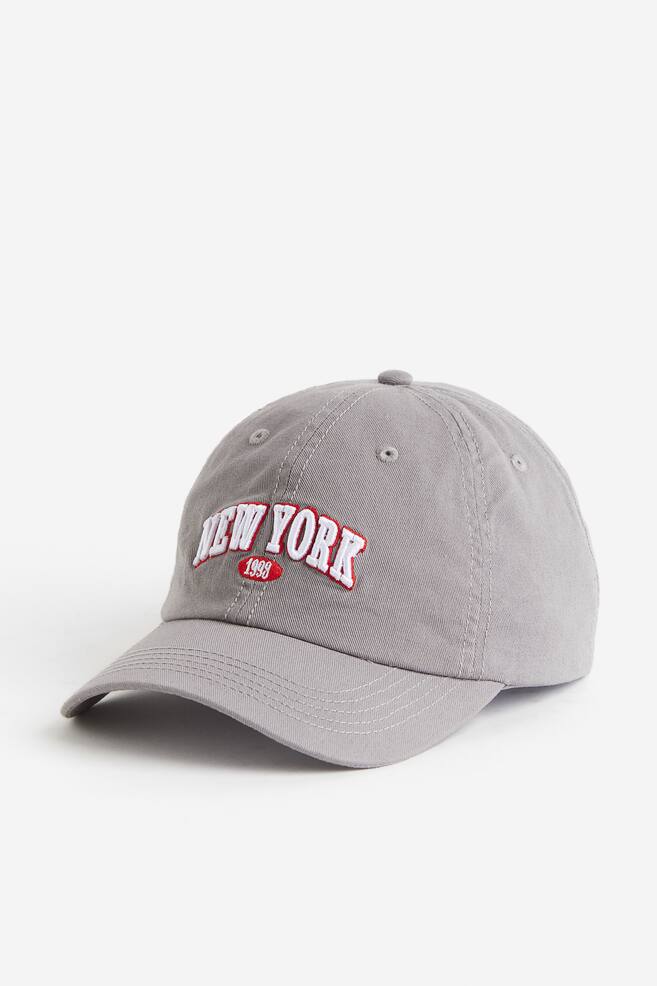 Embroidered cotton cap - Grey/New York/Light beige/Le Prestige - 2