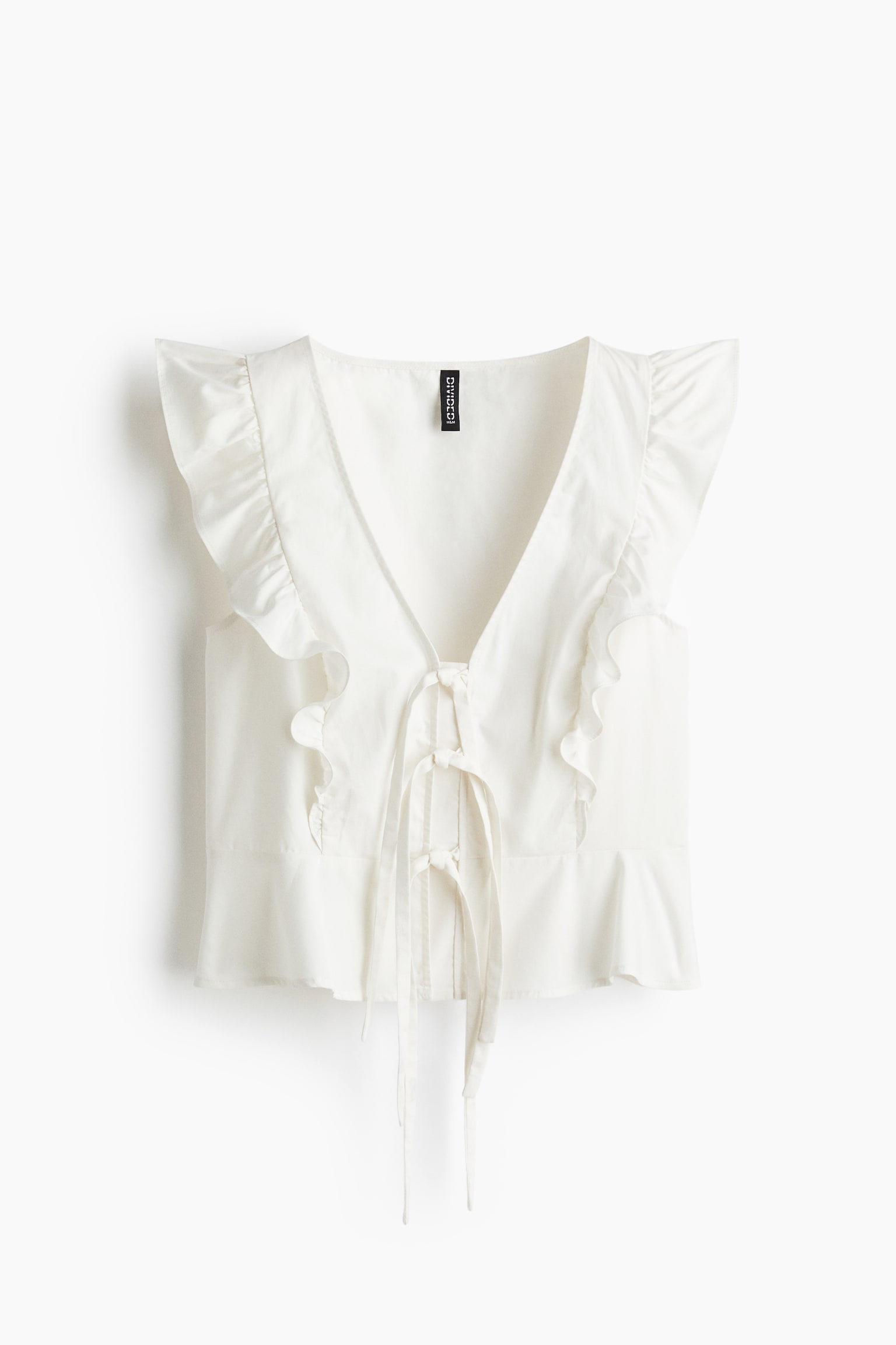 Sleeveless tie-front blouse - Màu trắng/Màu đen