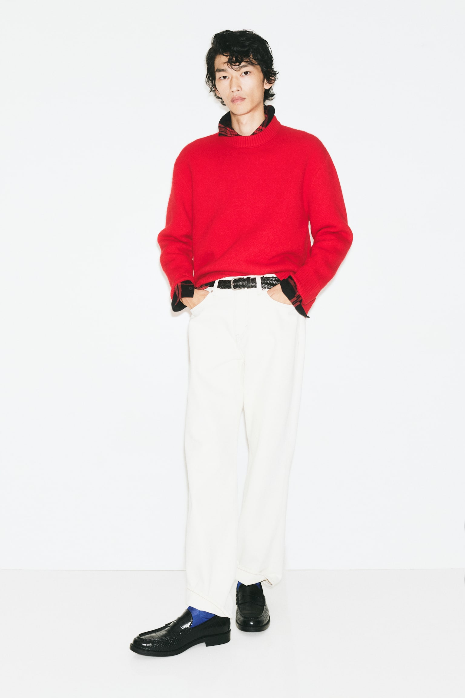 Мужской свитер H&M Regular-Fit Brushed, цвет: Красный — фото 3