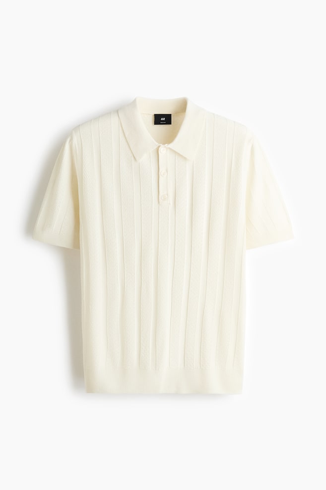 Polo in maglia strutturata Regular Fit - Crema/Talpa scuro/Blu petrolio polvere - 1