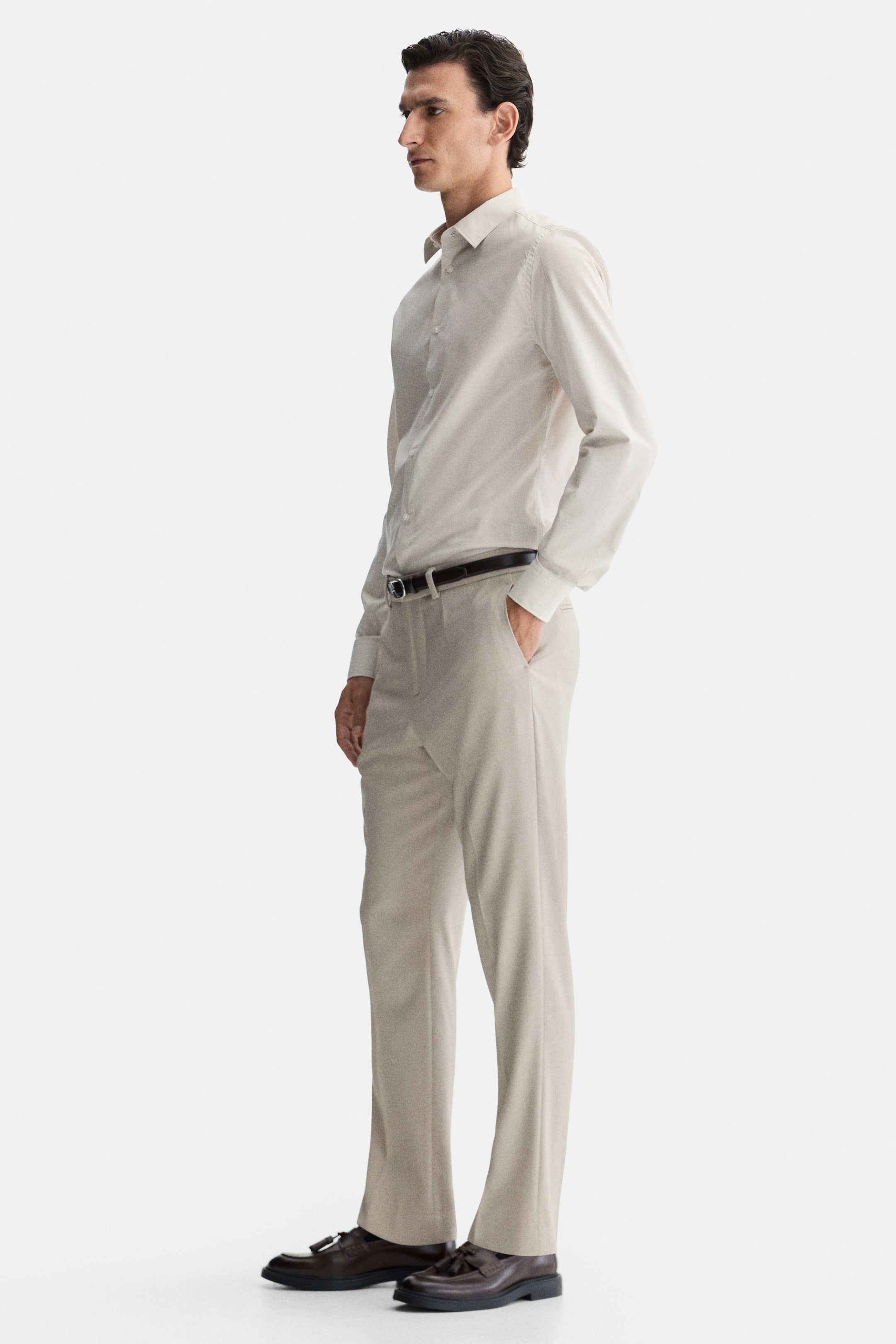 View larger image: Slim Fit Easy-iron shirt - Light beige - Men | H&M 4