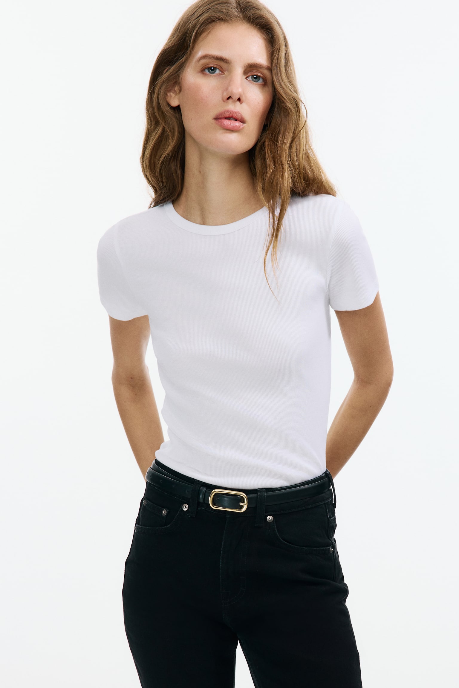 Ribbed T-shirt - White/Dark mole/Dark red/Light beige/Black/Light blue-grey - 5