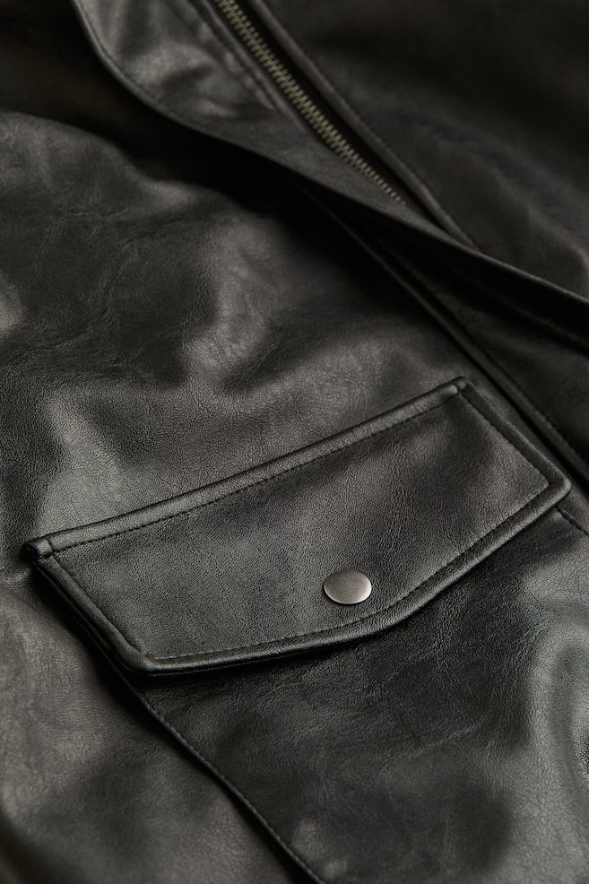 Coated bomber jacket - Black - 4