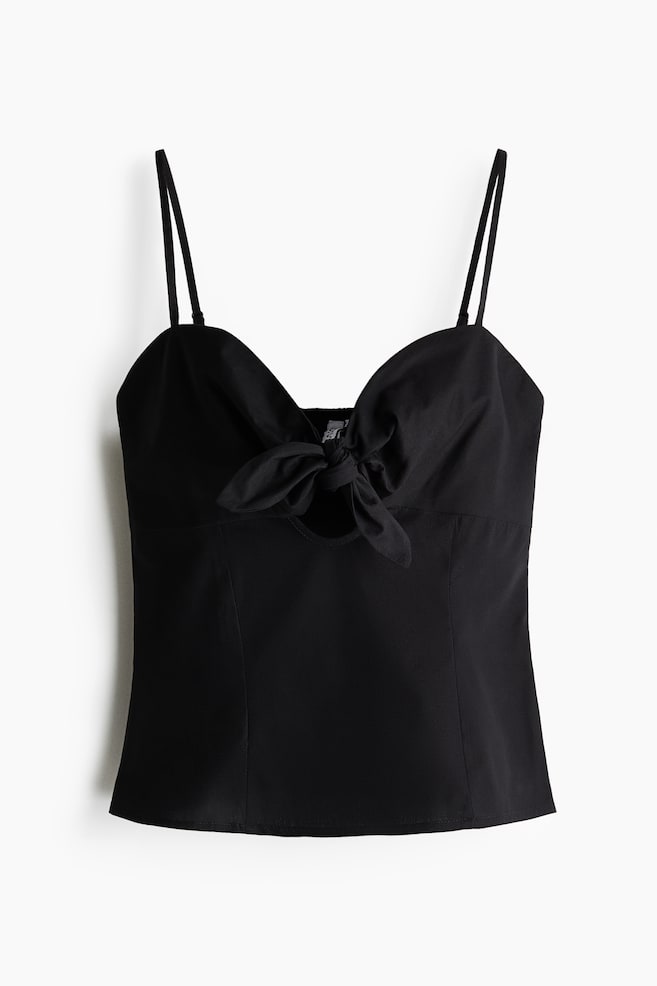 Tie-Detail Poplin Top - Black/Turquoise/floral - 1
