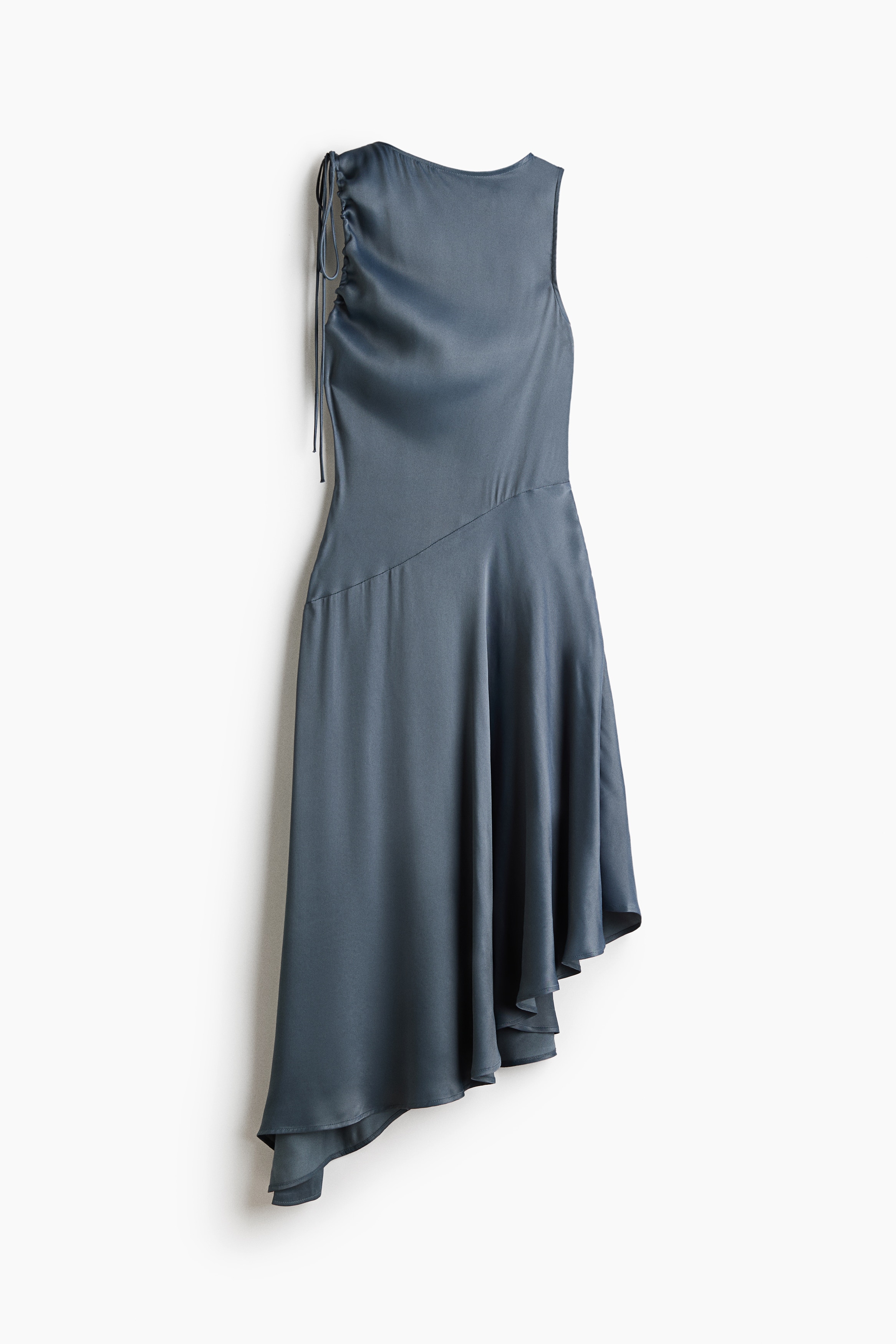 Asymmetric satin dress - Dark grey/Light beige