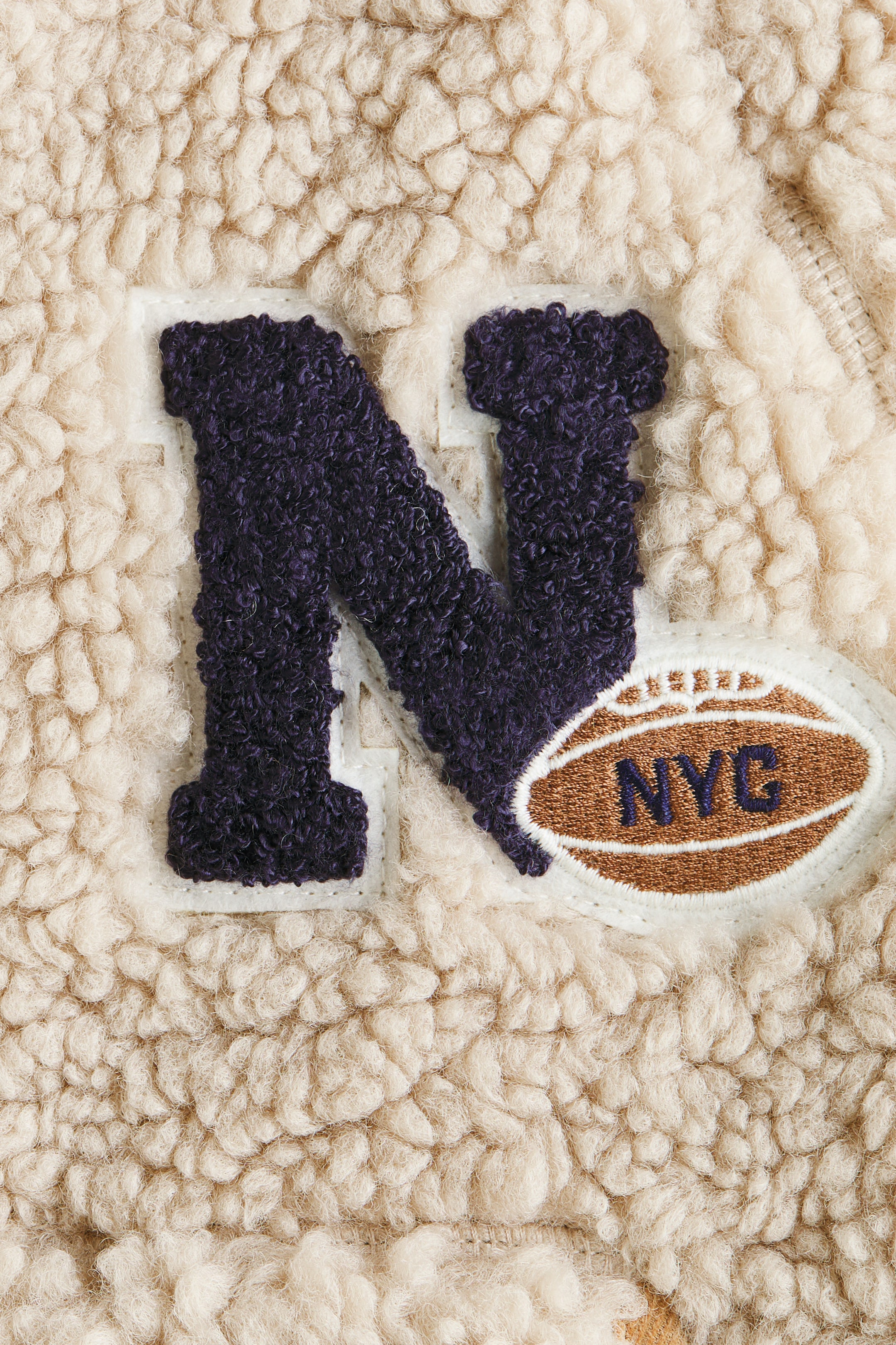 Appliquéd Teddy Fleece Jacket