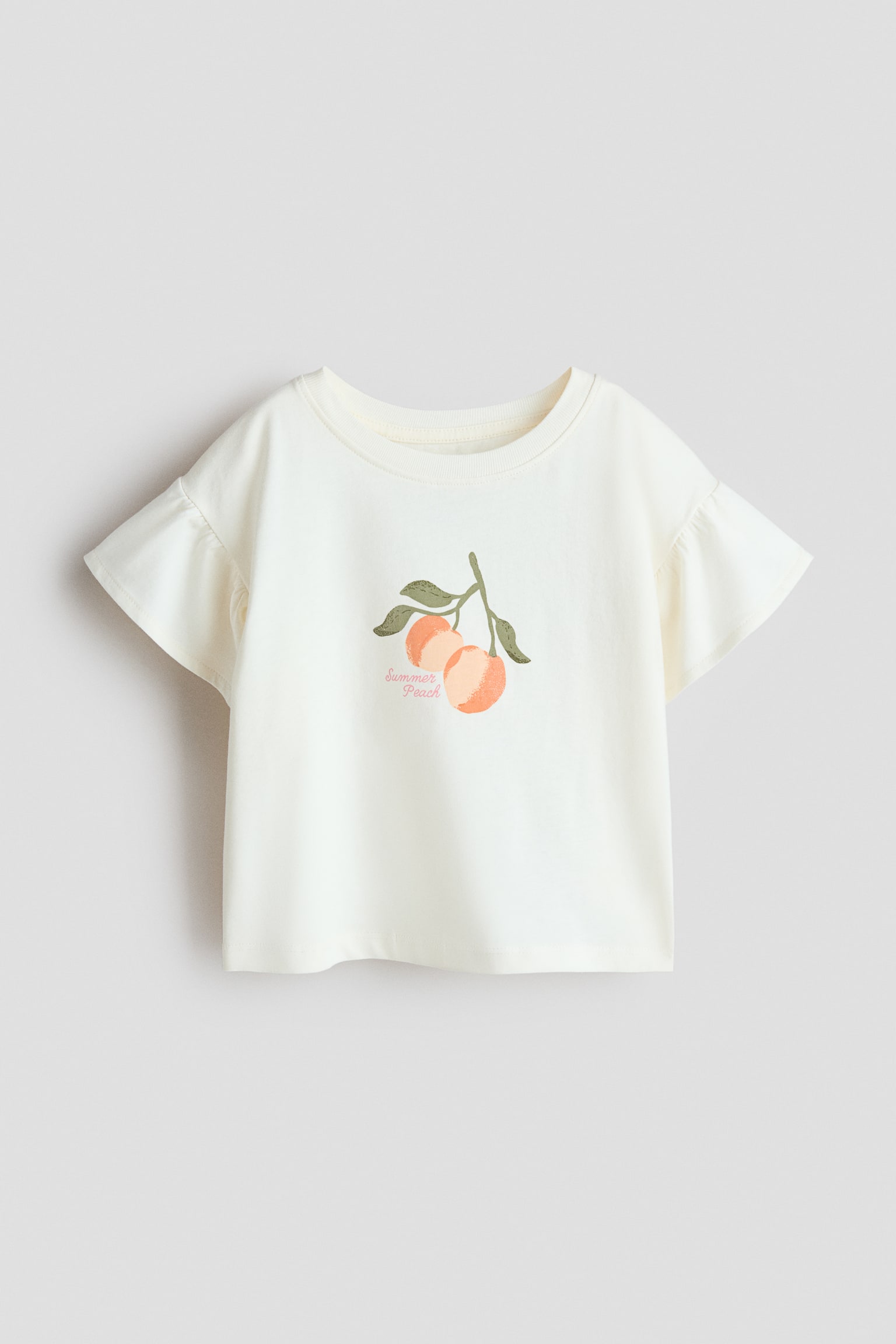 Print-motif cotton top - White/Peach