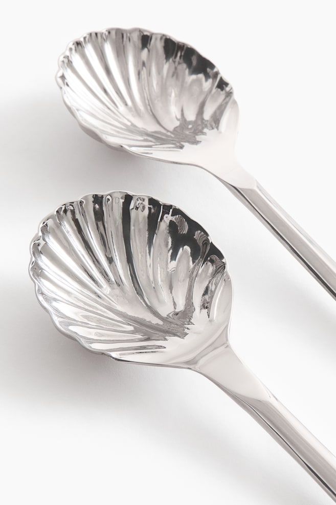 Cubiertos de ensalada con diseño de concha-Plateado - 4
