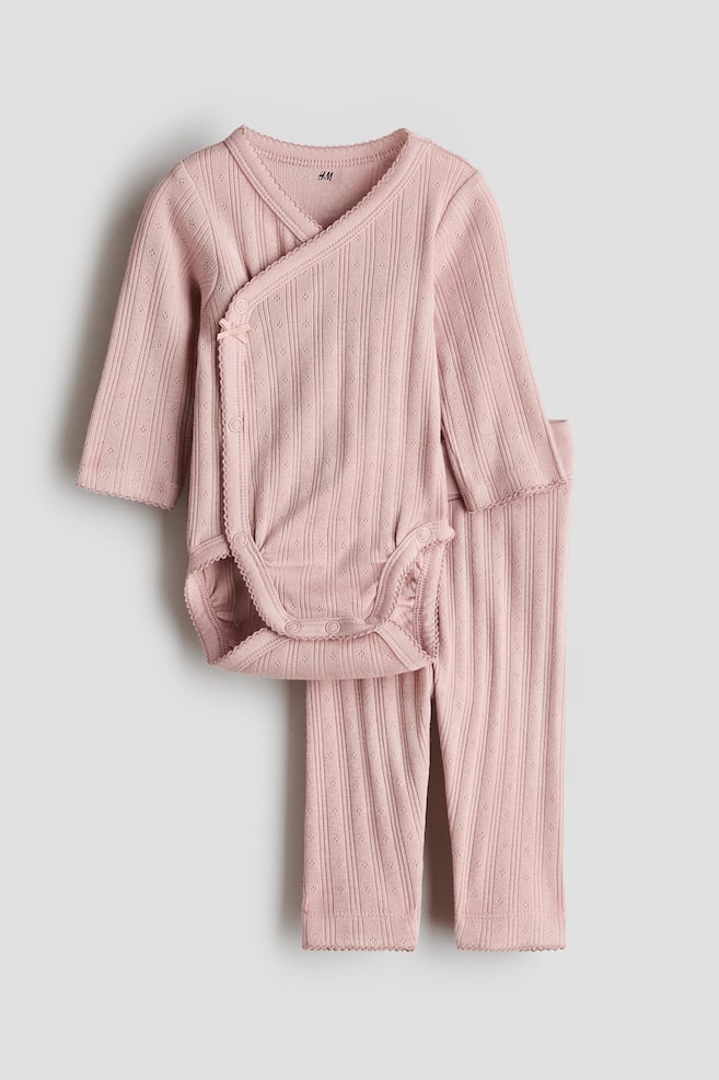 Set 2 pezzi body e leggings - Rosa polvere chiaro/Beige/orsetti/Crema/cuori/Bianco/elefanti/Bianco/arance/Crema/ciliegie - 1