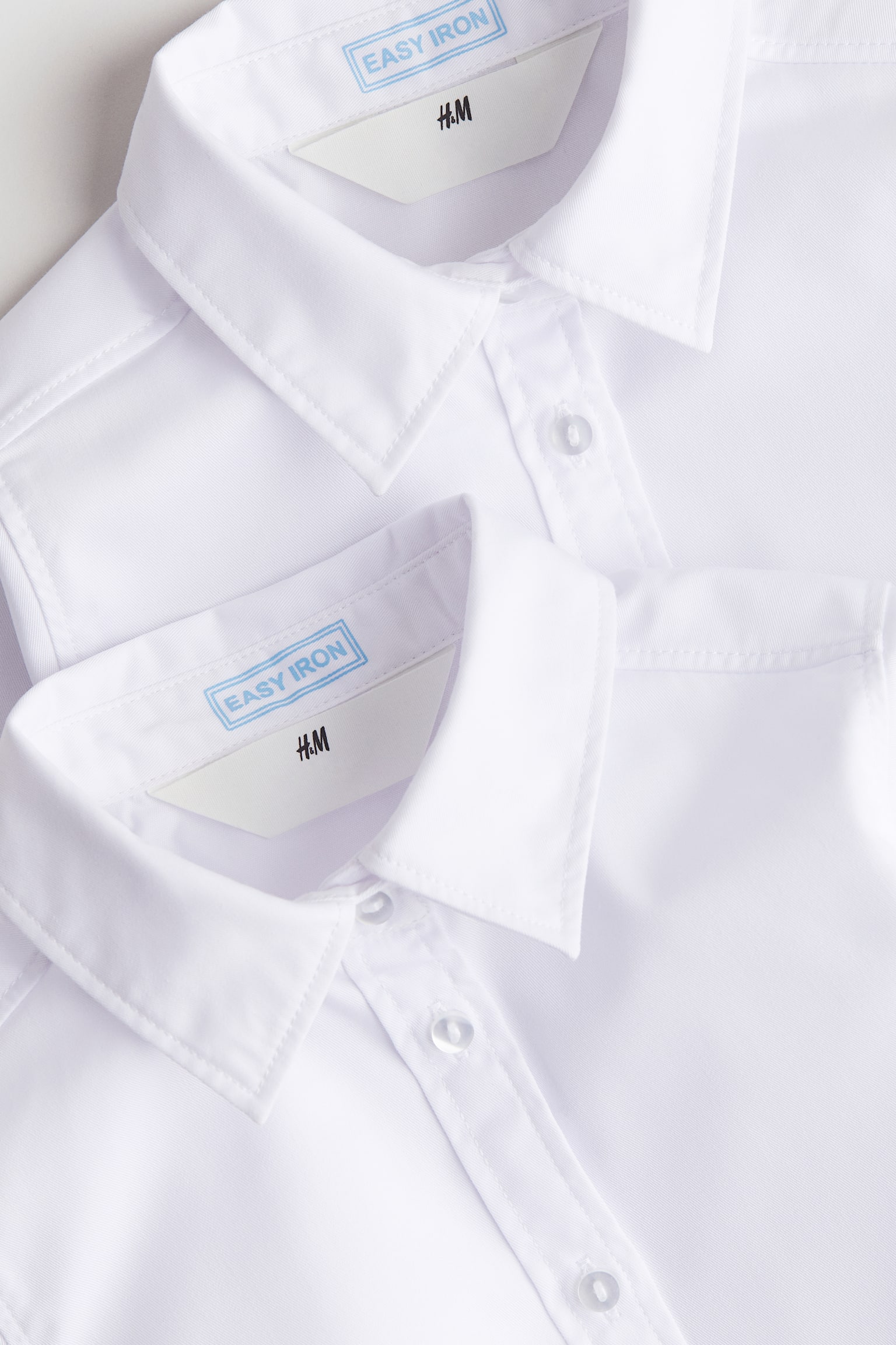 Детские рубашки H&M 2-pack Easy-iron Shirts, цвет: Белый — фото 3