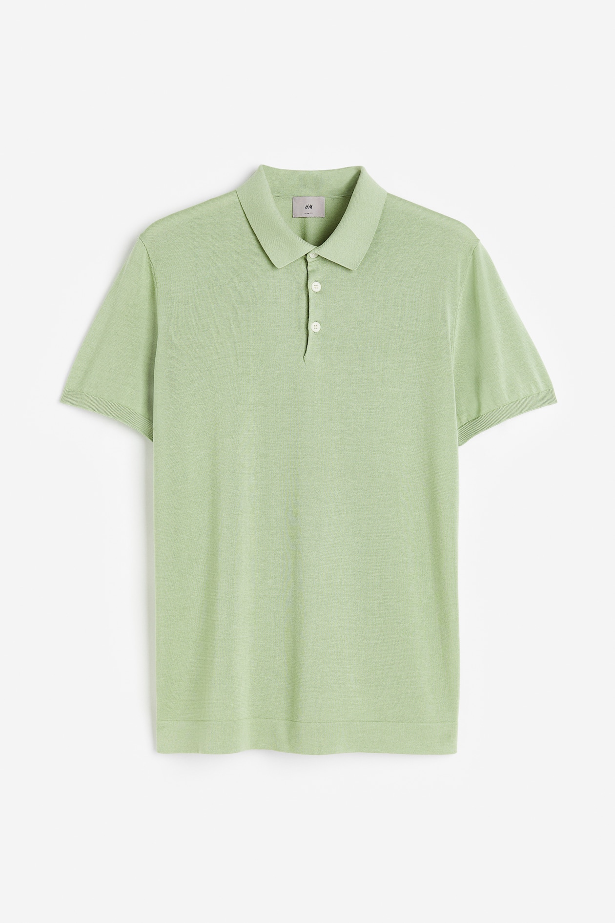 Slim Fit Silk-blend Polo Shirt - Short sleeve - Regular length - Sage ...