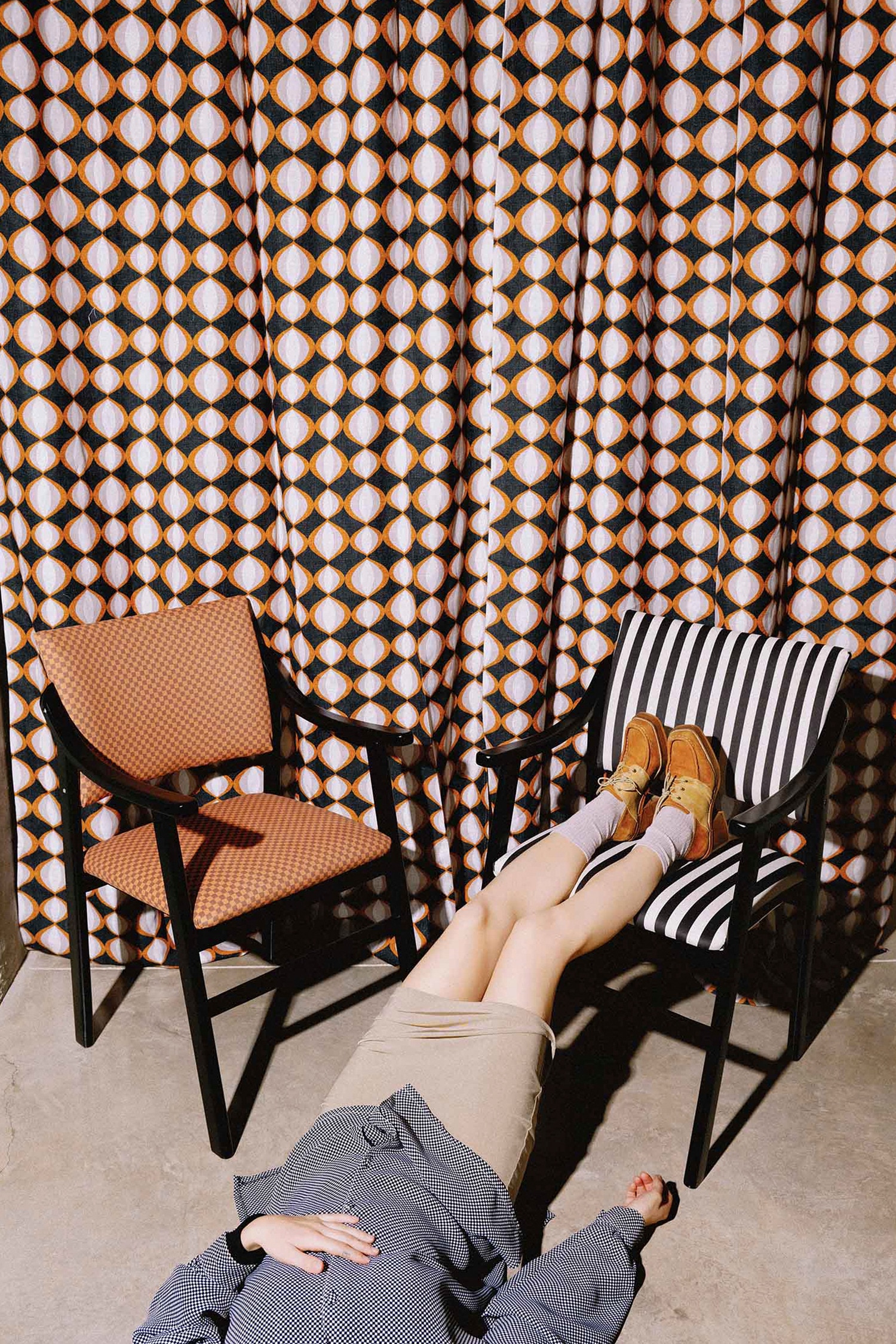 Silla Reposabrazos Etienne Madera Haya - Tablero De Cuadros Marrón/Rayas Azules , Marrones/Rayas Negras ,Blancas