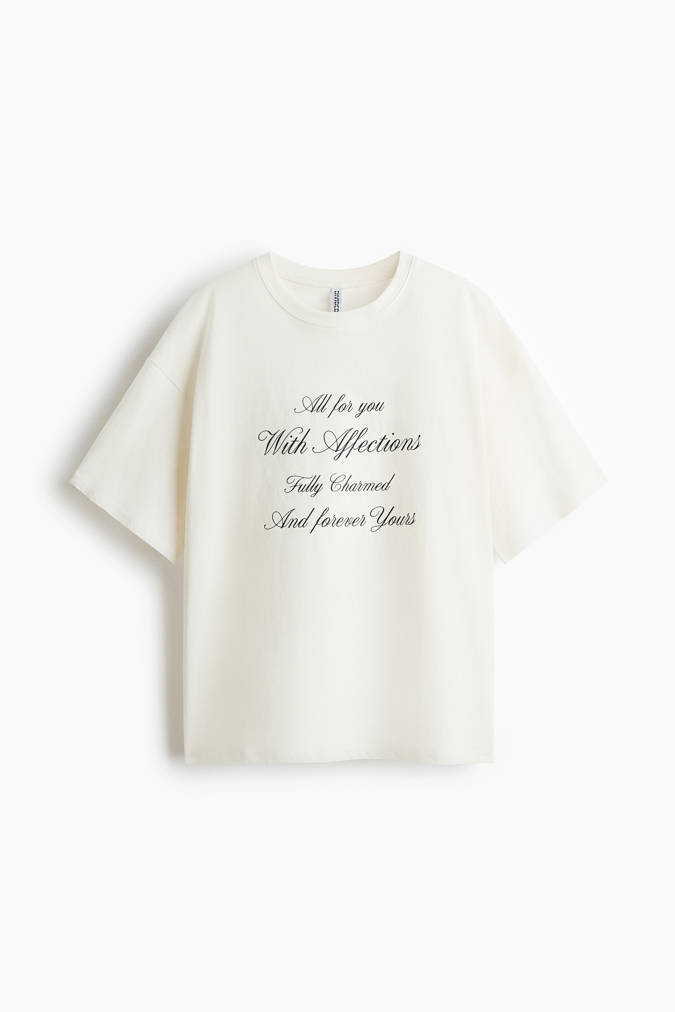 オーバーサイズ プリントTシャツ - クリーム／All For You/ライトターコイズ／Del Mare/ダークグレー／パームツリー/ブルー／Vitamin Sea/ダークブラウン／サン/ライトターコイズ／サーディン/ライトグリーン／The Perfect Matcha/Pale yellow/The New Issue/ライトイエロー／Vacanze/グレーメランジ／ボーダー/クリーム／Ocean Soul/クリーム／シーシェル/ホワイト／パームツリー
