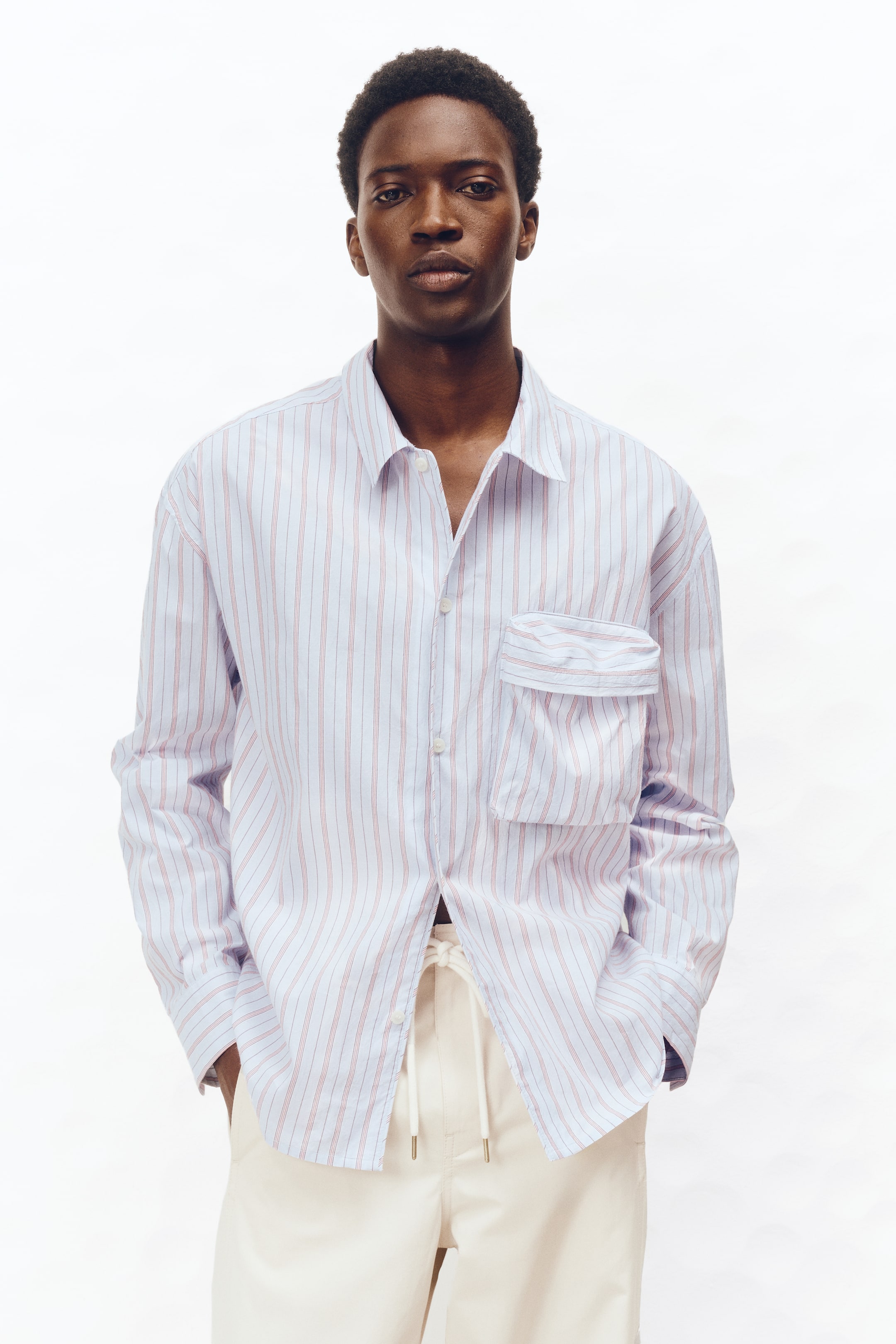 Мужские рубашки H&M Relaxed-Fit Cotton Shirt — фото 6