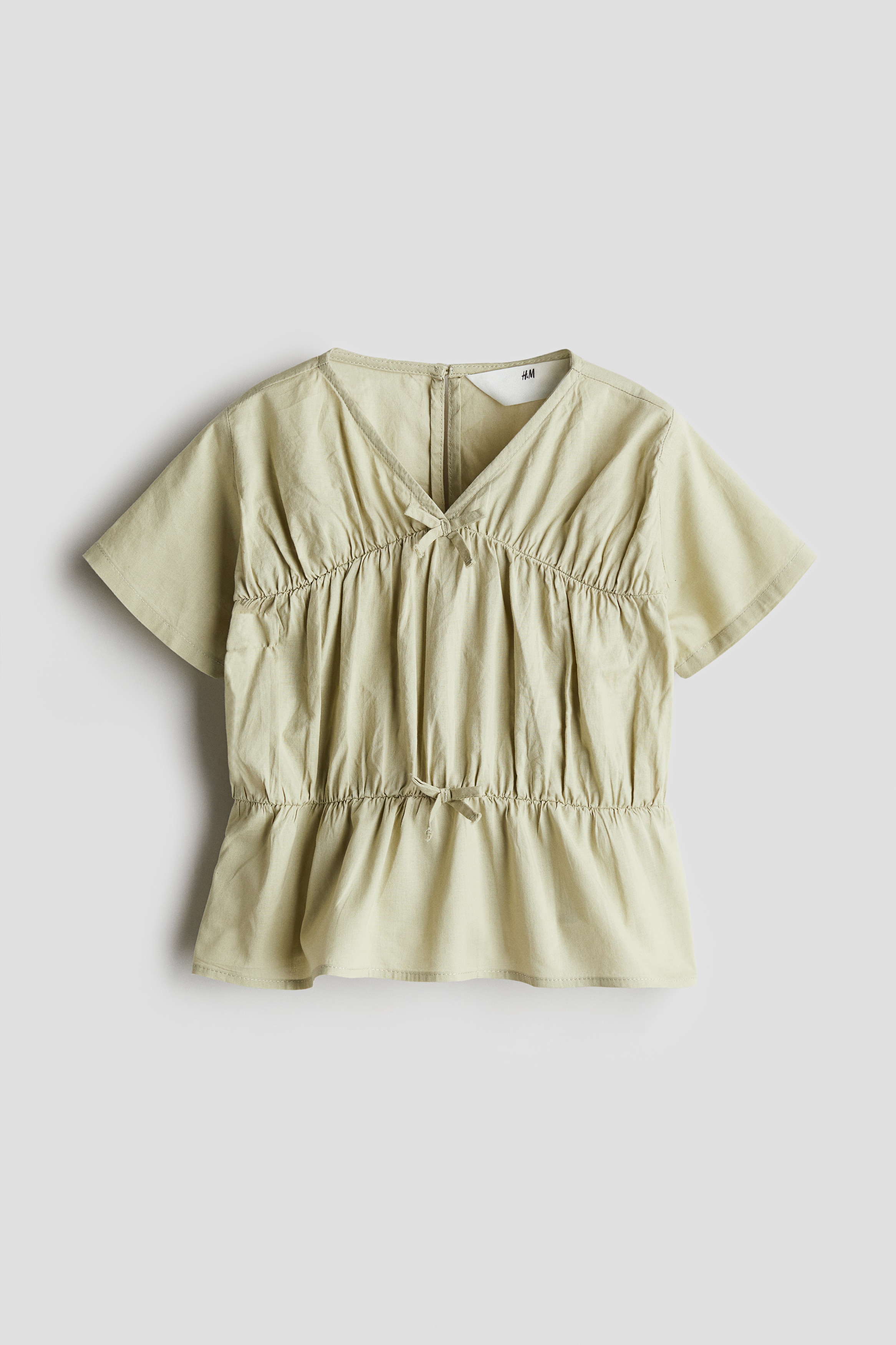 Peplum cotton blouse - Light green/Cream