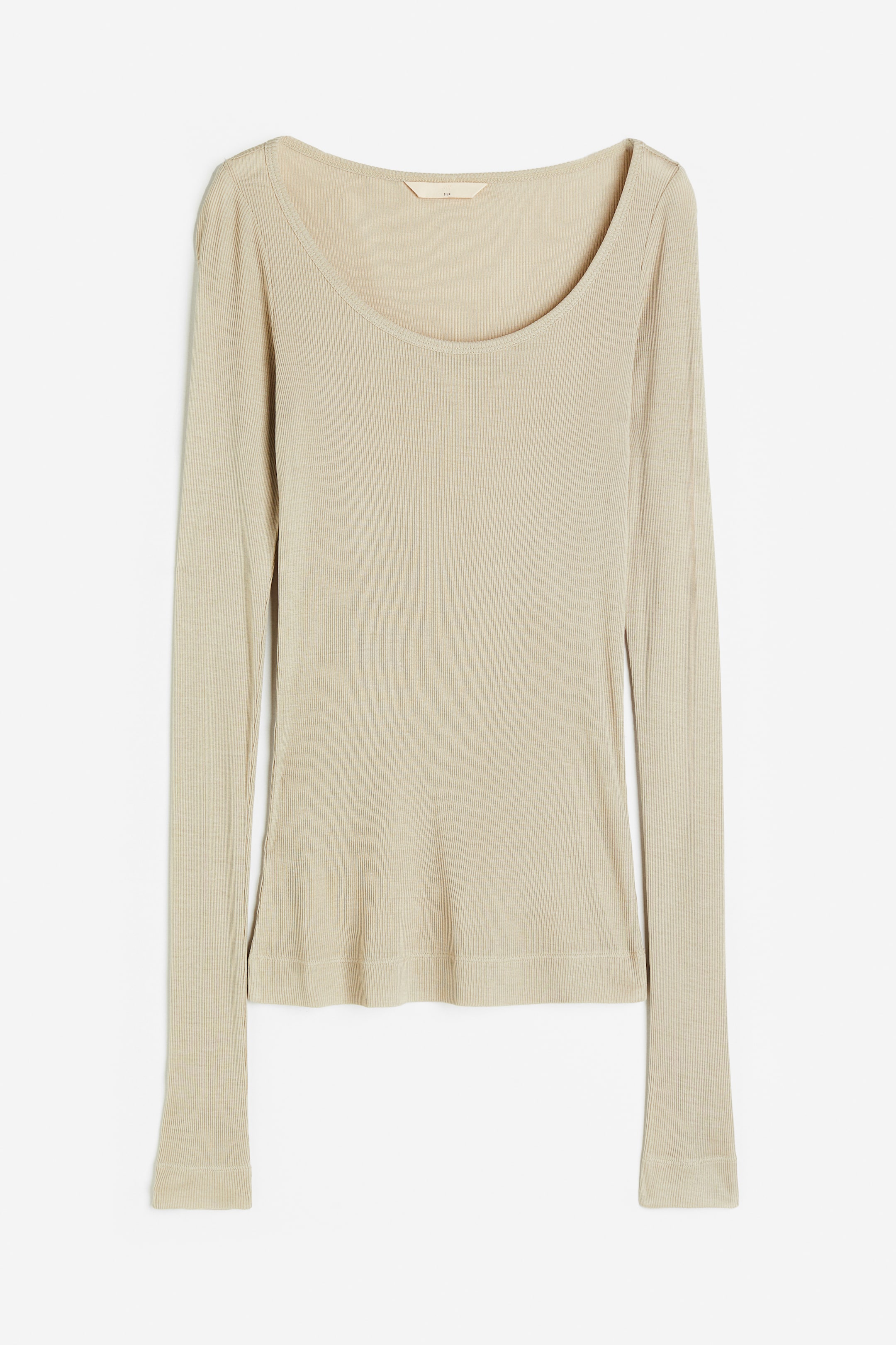 Ribbed Silk Top Light Beige Ladies Handm Gb