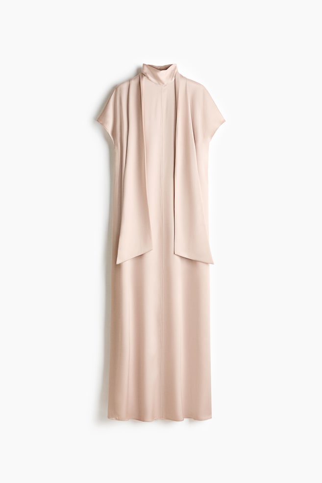 Scarf-detail maxi dress - Powder pink/Dark brown - 1