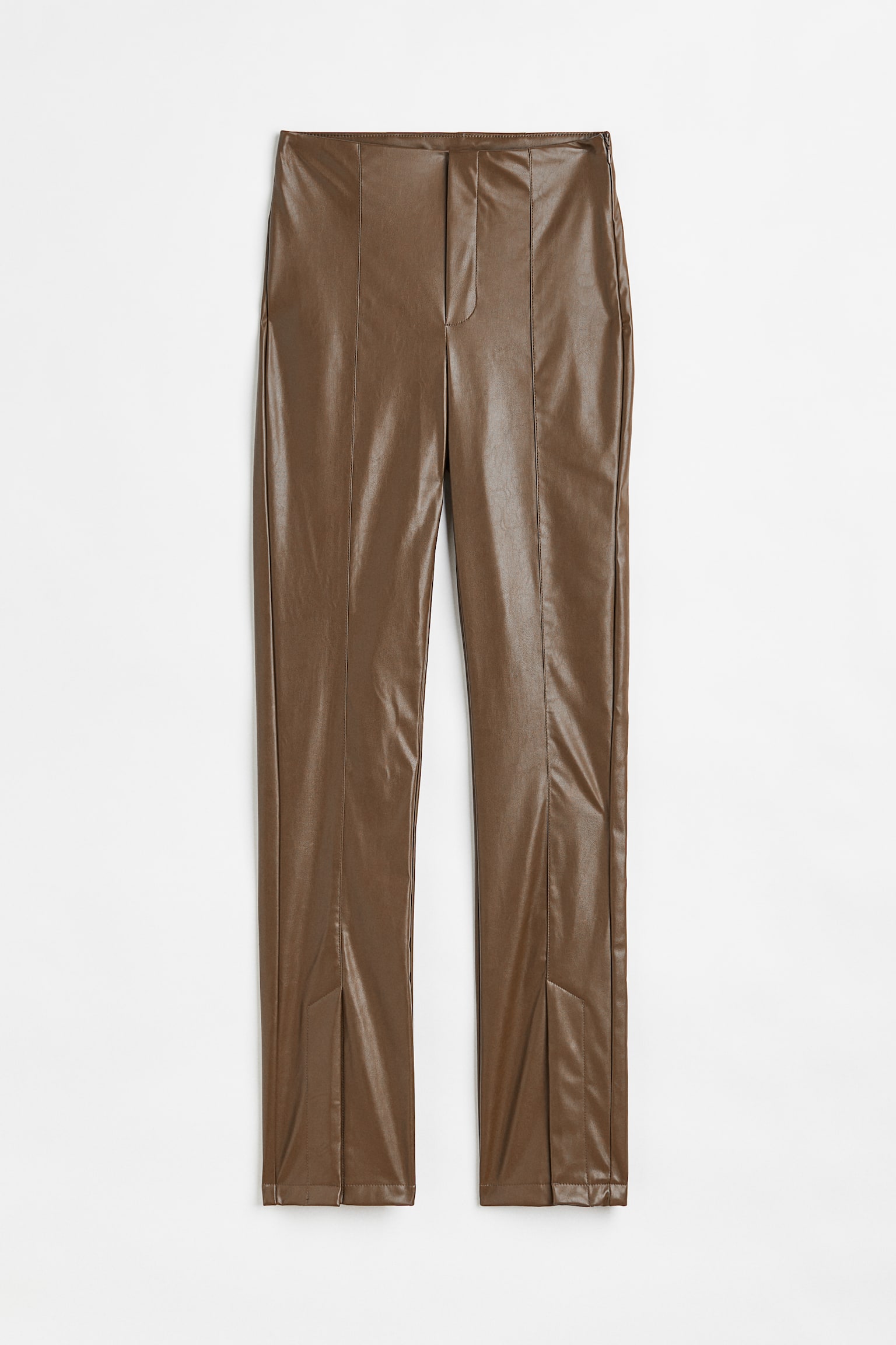 Slit-hem trousers - Brown - 1