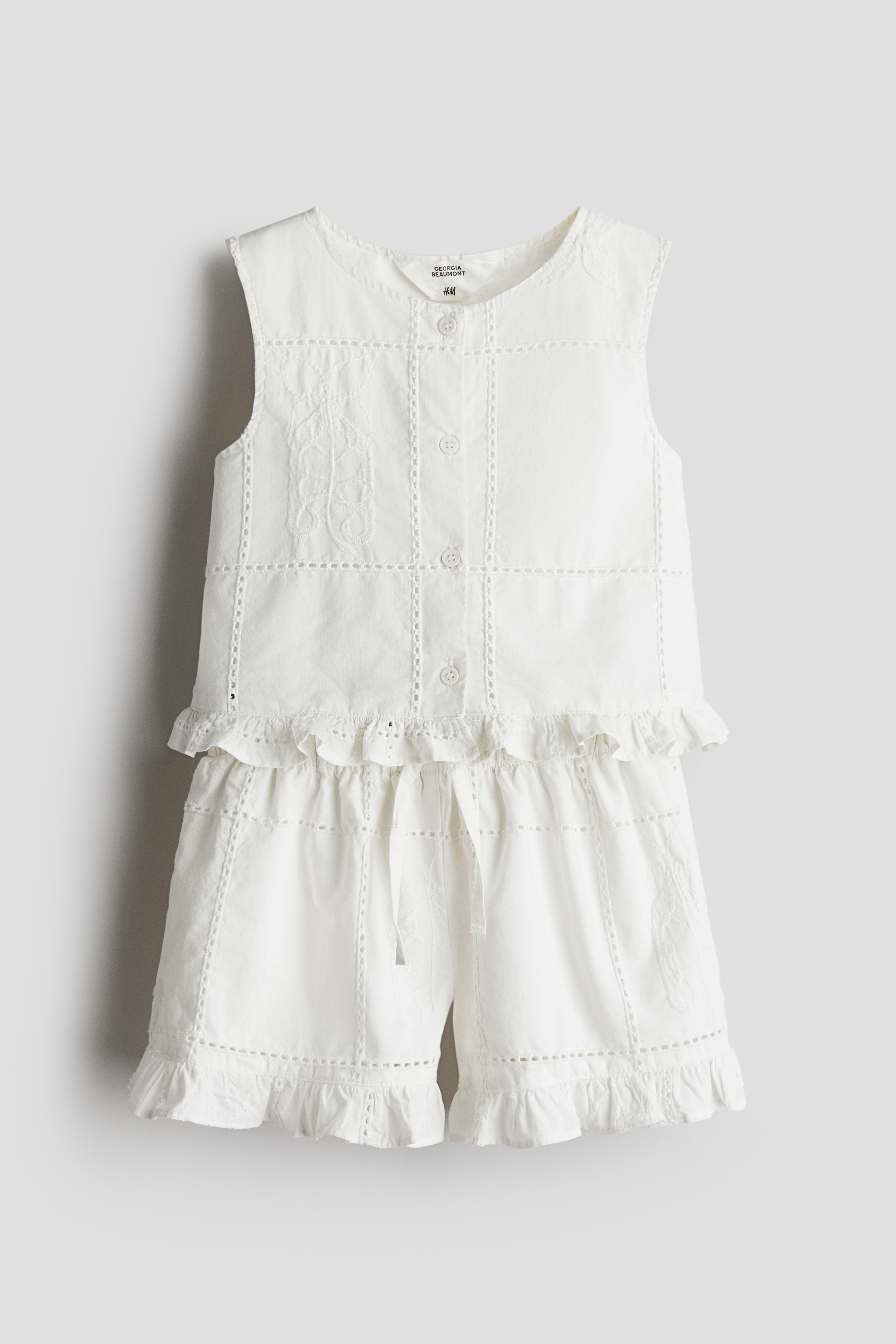 2-teiliges Set aus Baumwollpopeline - Weiß