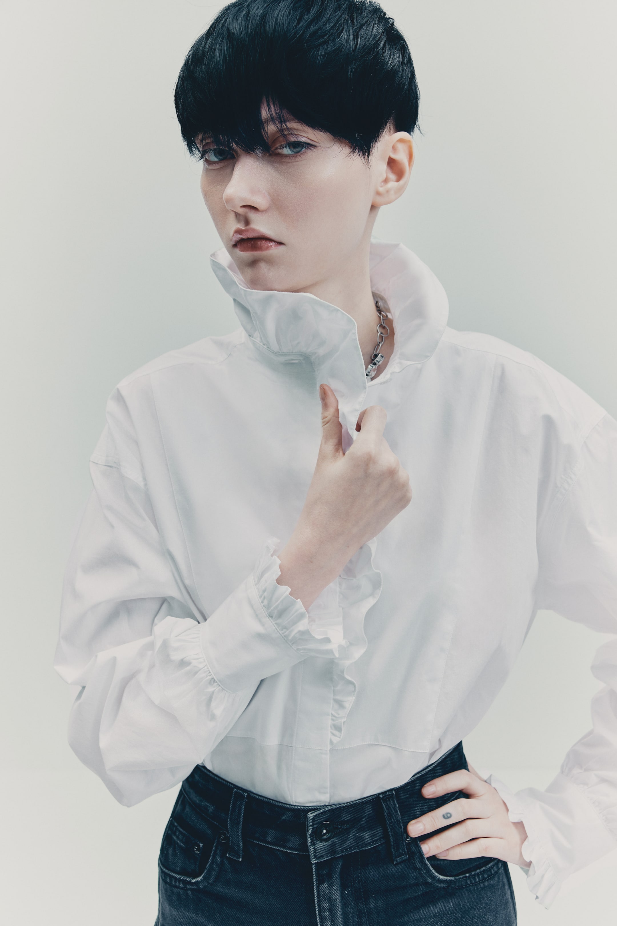 View larger image: Frill-trimmed cotton shirt - White - Ladies | H&M 1