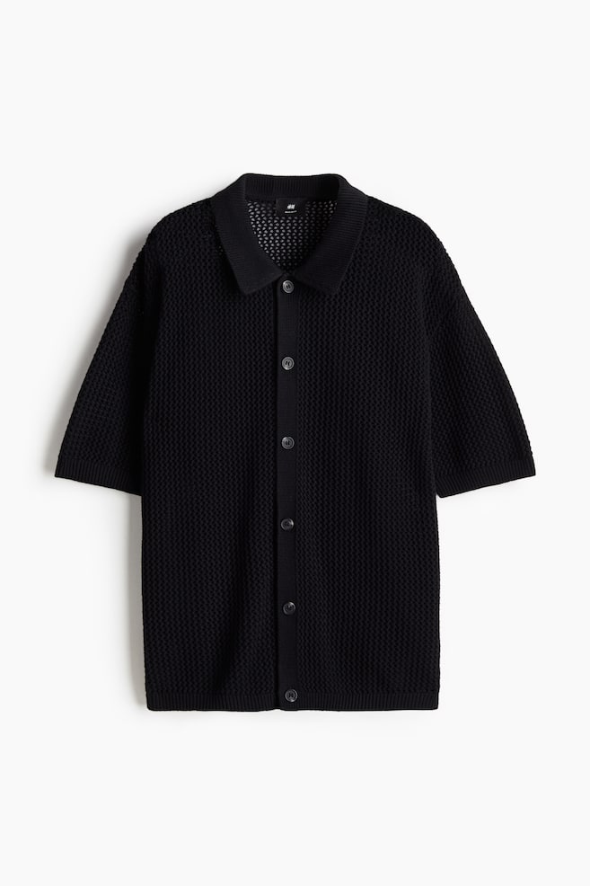 Shirt aus Pointellestrick in Regular Fit - Schwarz - 1