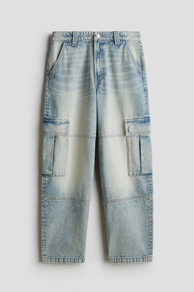 Baggy Fit Cargo Jeans - Light denim blue/Washed grey - 1