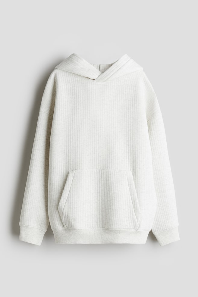 Ribbed hoodie - White marl/Dark grey marl - 1