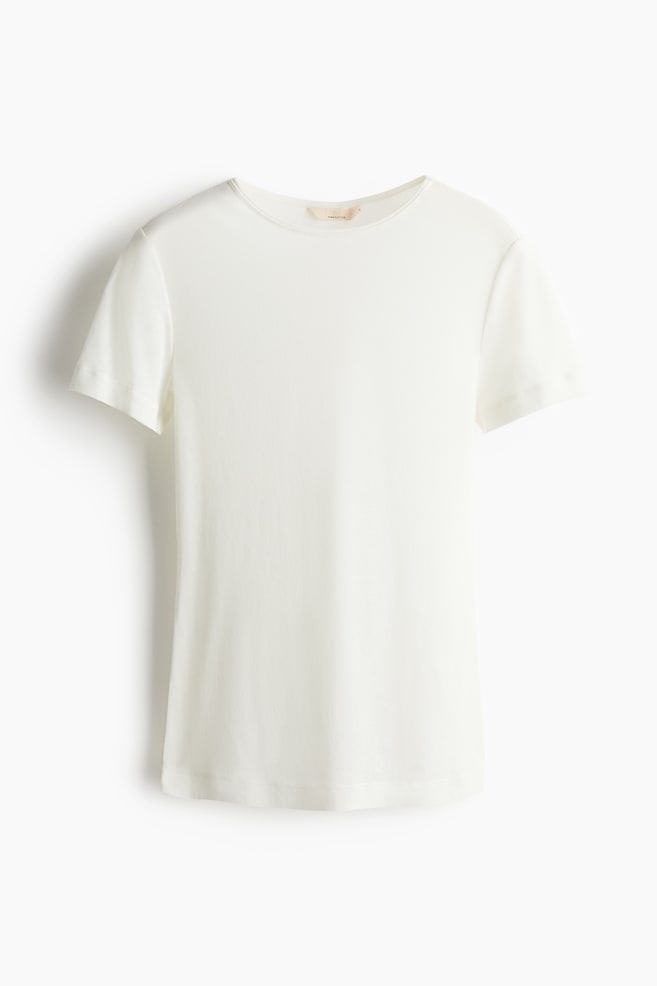 Pima cotton T-shirt - White/Light beige/Beige - 1