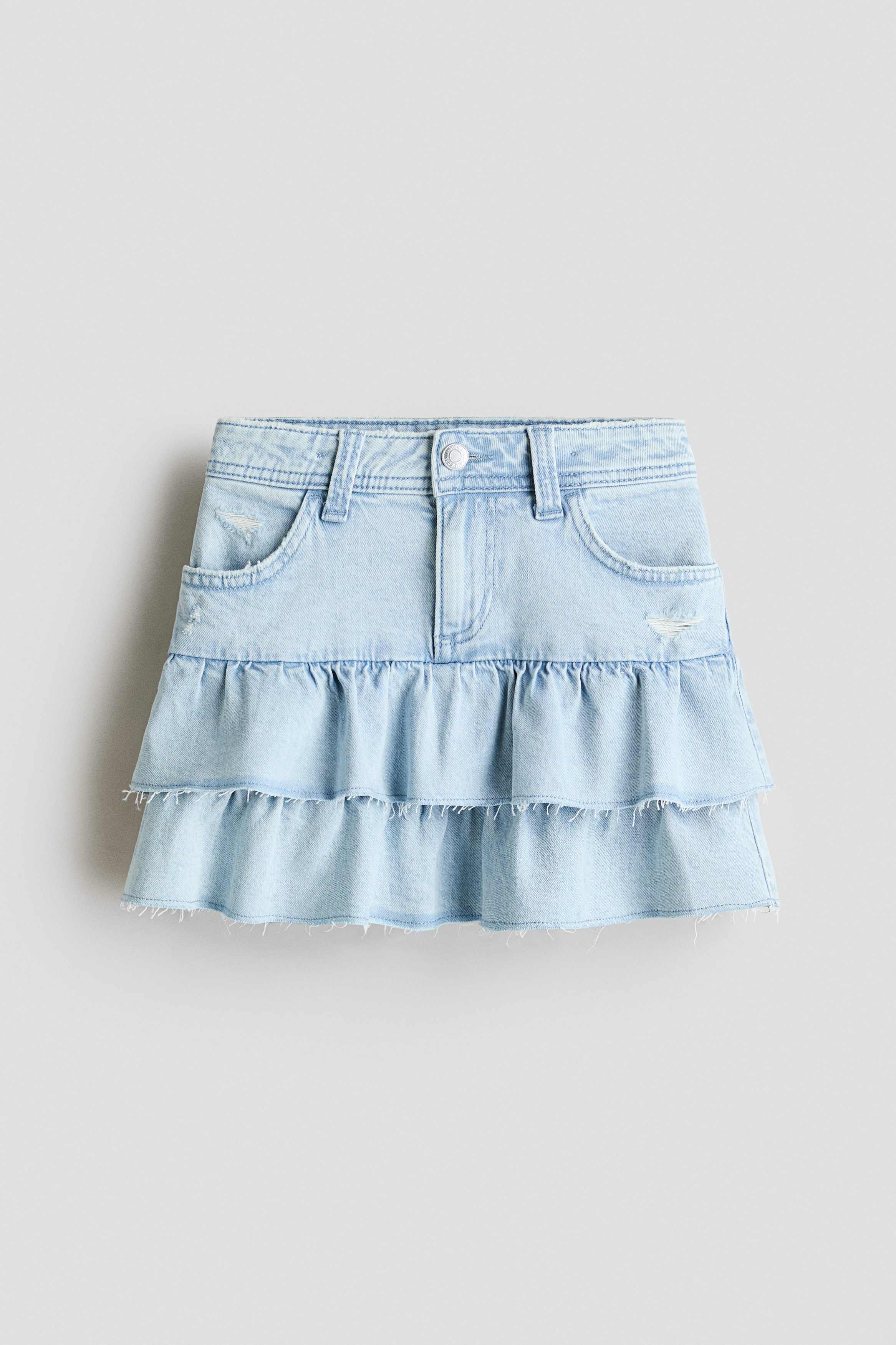 Tytöt - Röyhelöinen farkkuhame Vaalea Deniminsininen - Size: 164 (13-14Y) - H&M