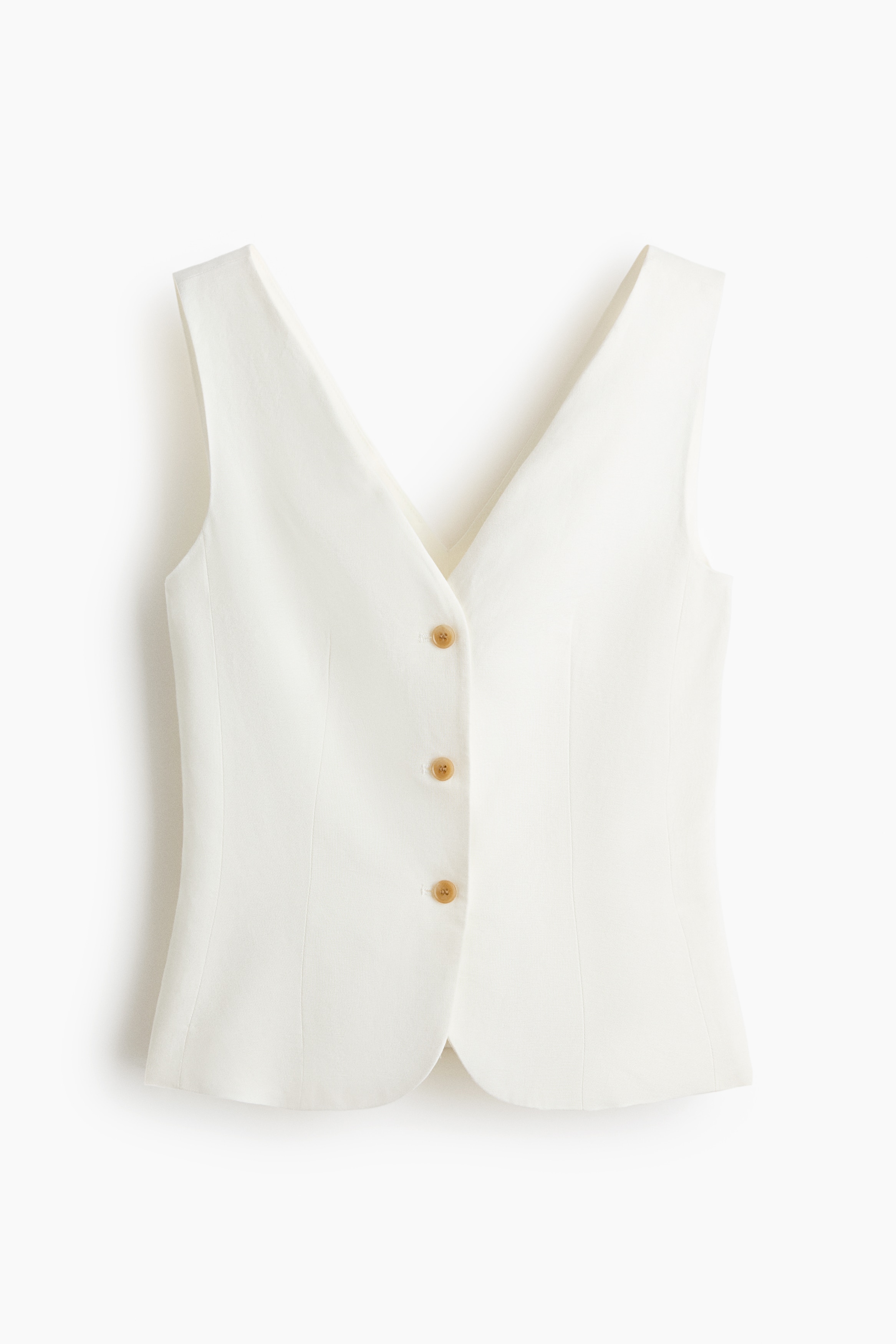Linen-Blend Vest - White/Dark red/Dark brown
