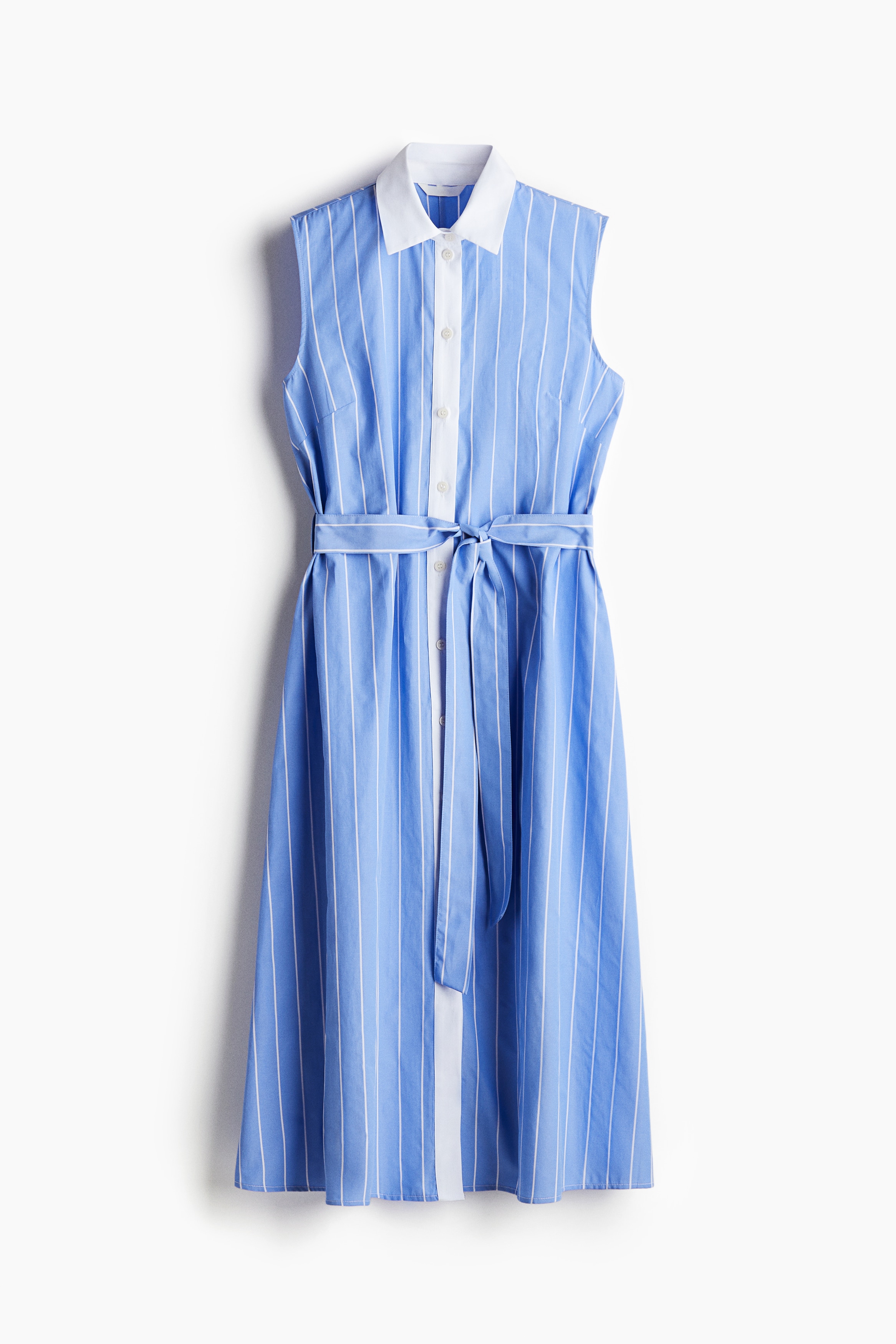 Robe chemise avec ceinture à nouer - Bleu/rayé/Blanc