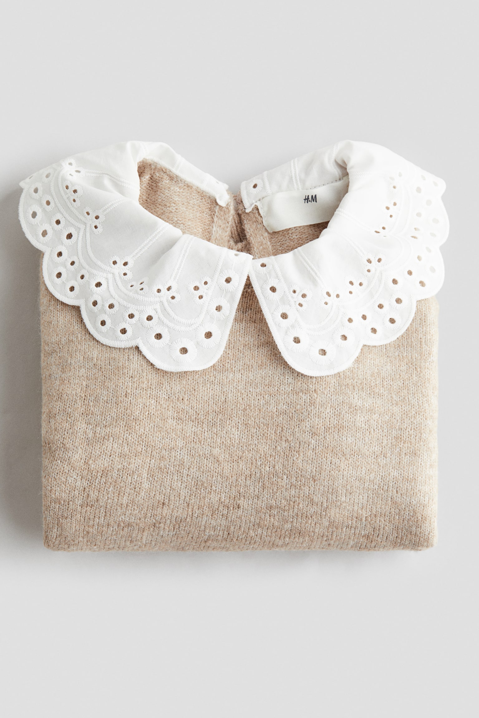 Trui met peterpankraag - Beige gemêleerd - 3