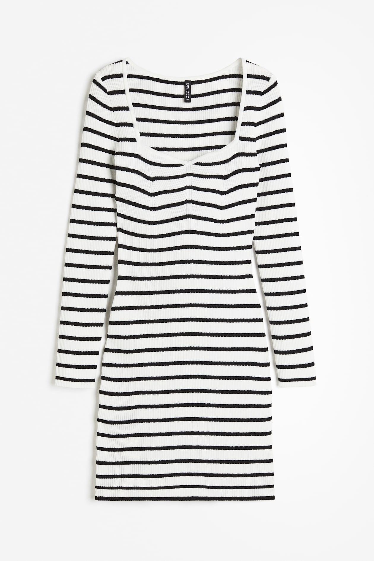 Robe moulante en maille côtelée - Blanc/rayé - FEMME | H&M FR