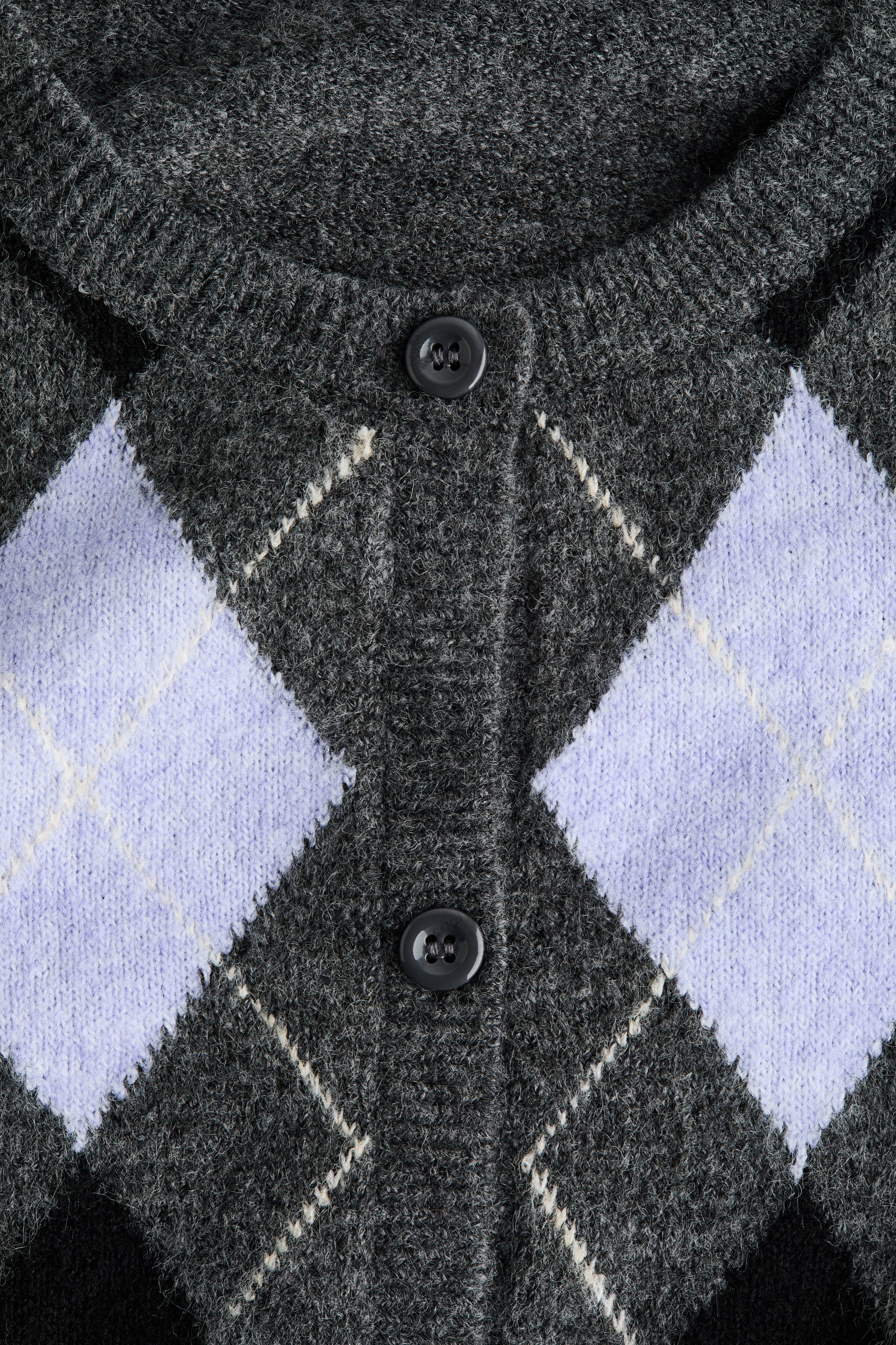 拡大画像を表示: ジャカードニットカーディガン - ダークグレーメランジ／アーガイルパターン - レディース | H&M JP 2