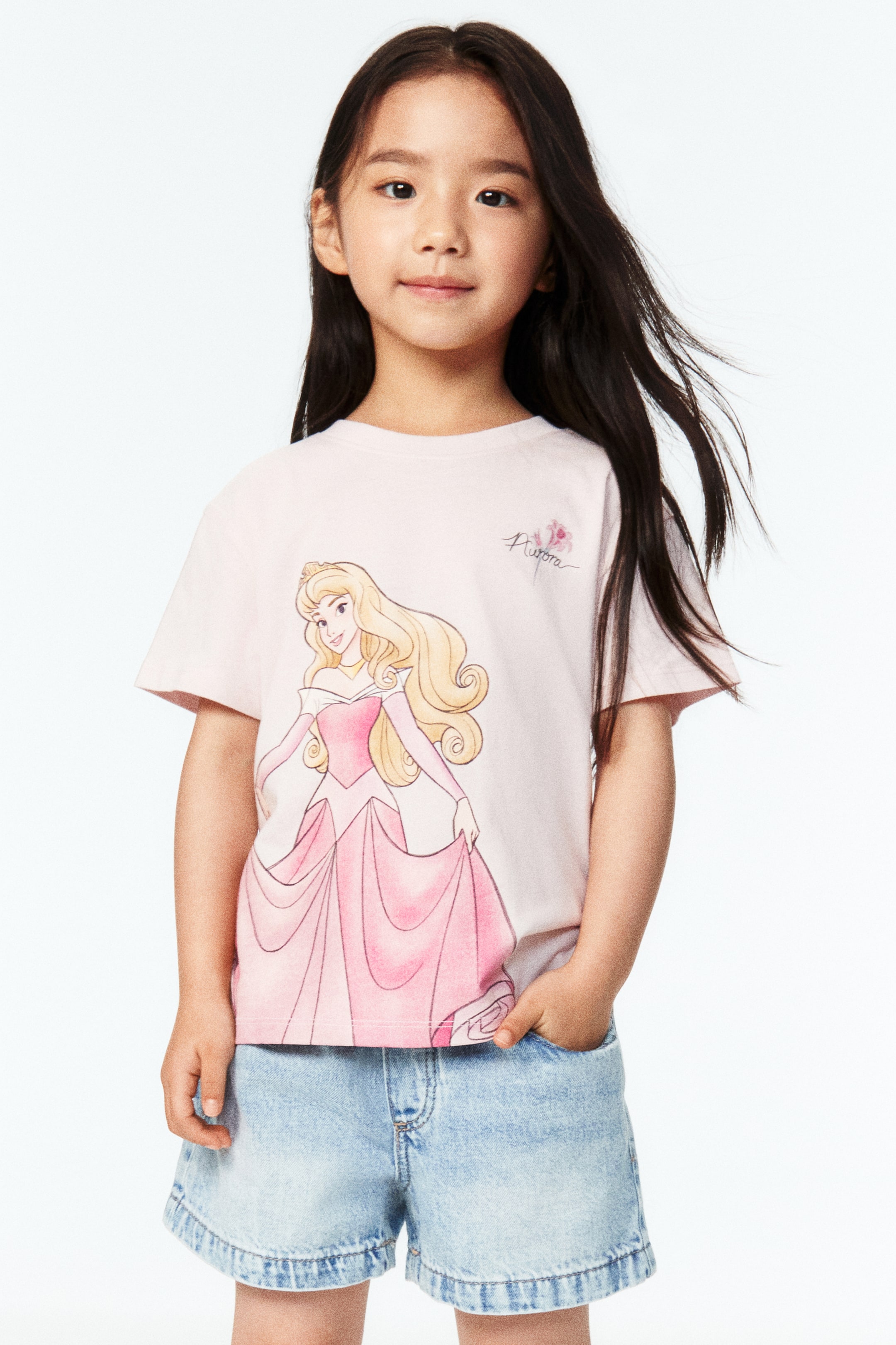 View larger image: Cotton T-Shirt with Printed Motif - Light pink/Sleeping Beauty - Kids | H&M PH 1