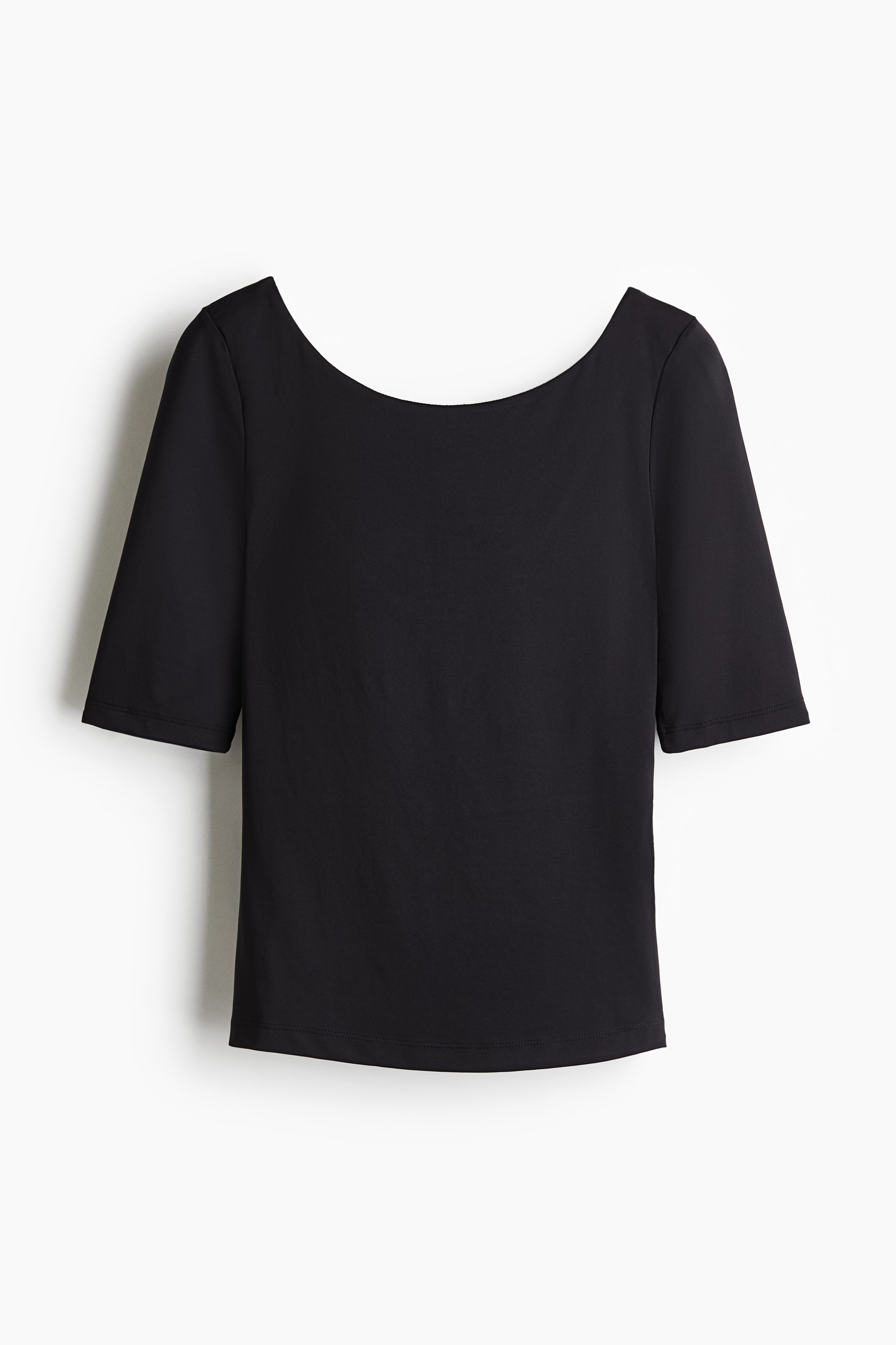 Ballerina-neckline top - Black/Brown/White