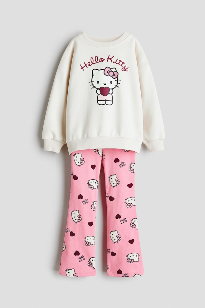 2-piece sweatshirt and leggings set - Cream/Hello Kitty/Light pink/My Melody/White/Lilo & Stitch/Light pink/Gabby's Dollhouse - 1