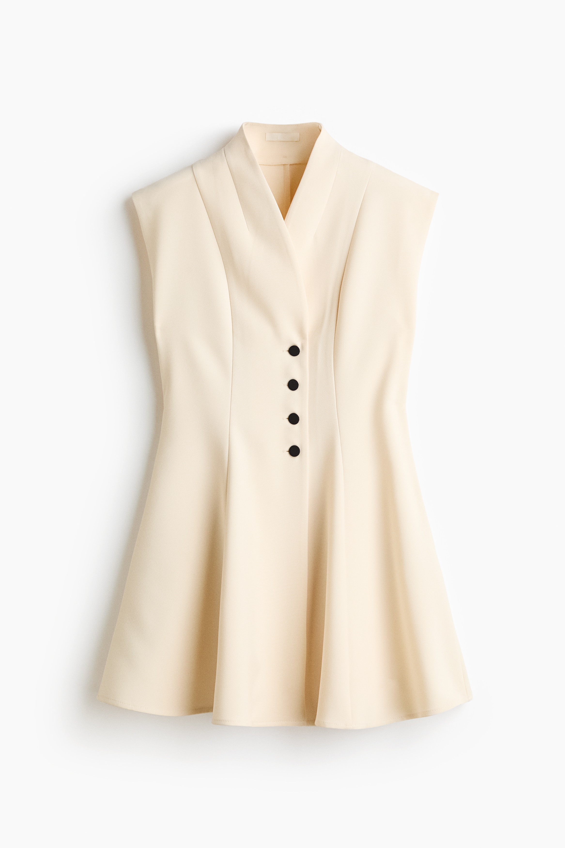 Vestido cruzado con falda acampanada - Cream/Negro