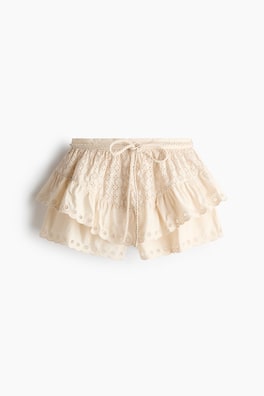 Bomullsshorts med broderie anglaise