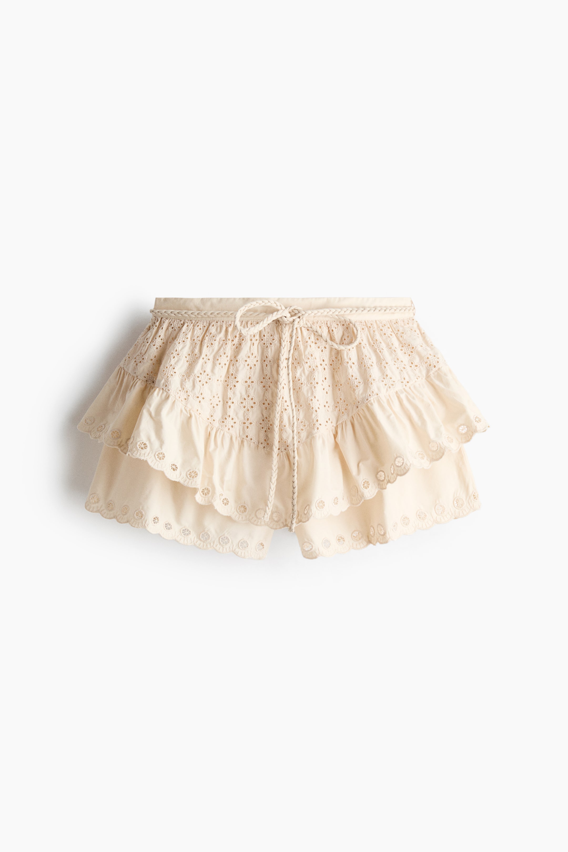 Short en coton avec broderie anglaise