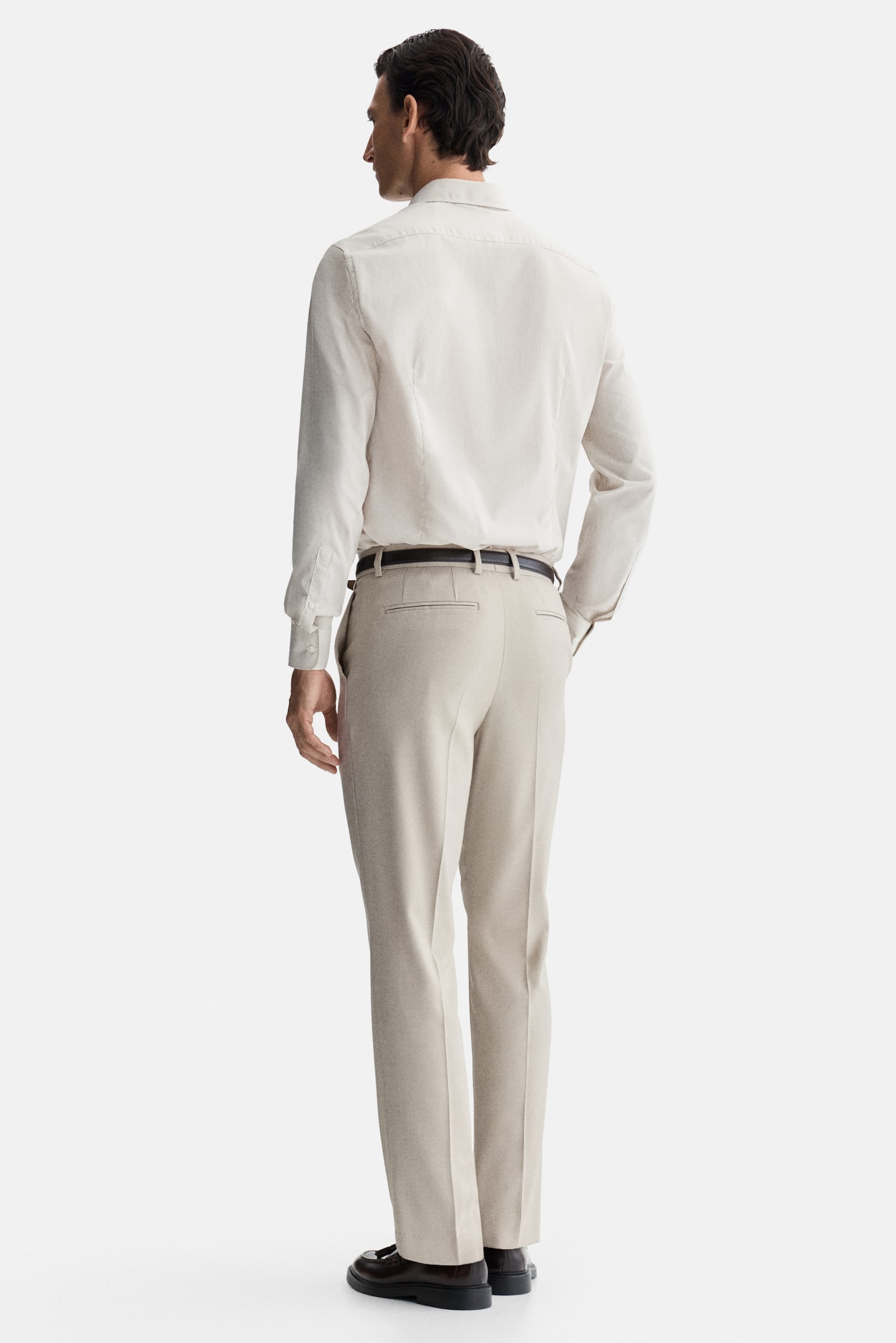 Slim Fit Easy-iron shirt - Light beige/Black/White/Light blue/Light blue/Striped/Navy blue - 8