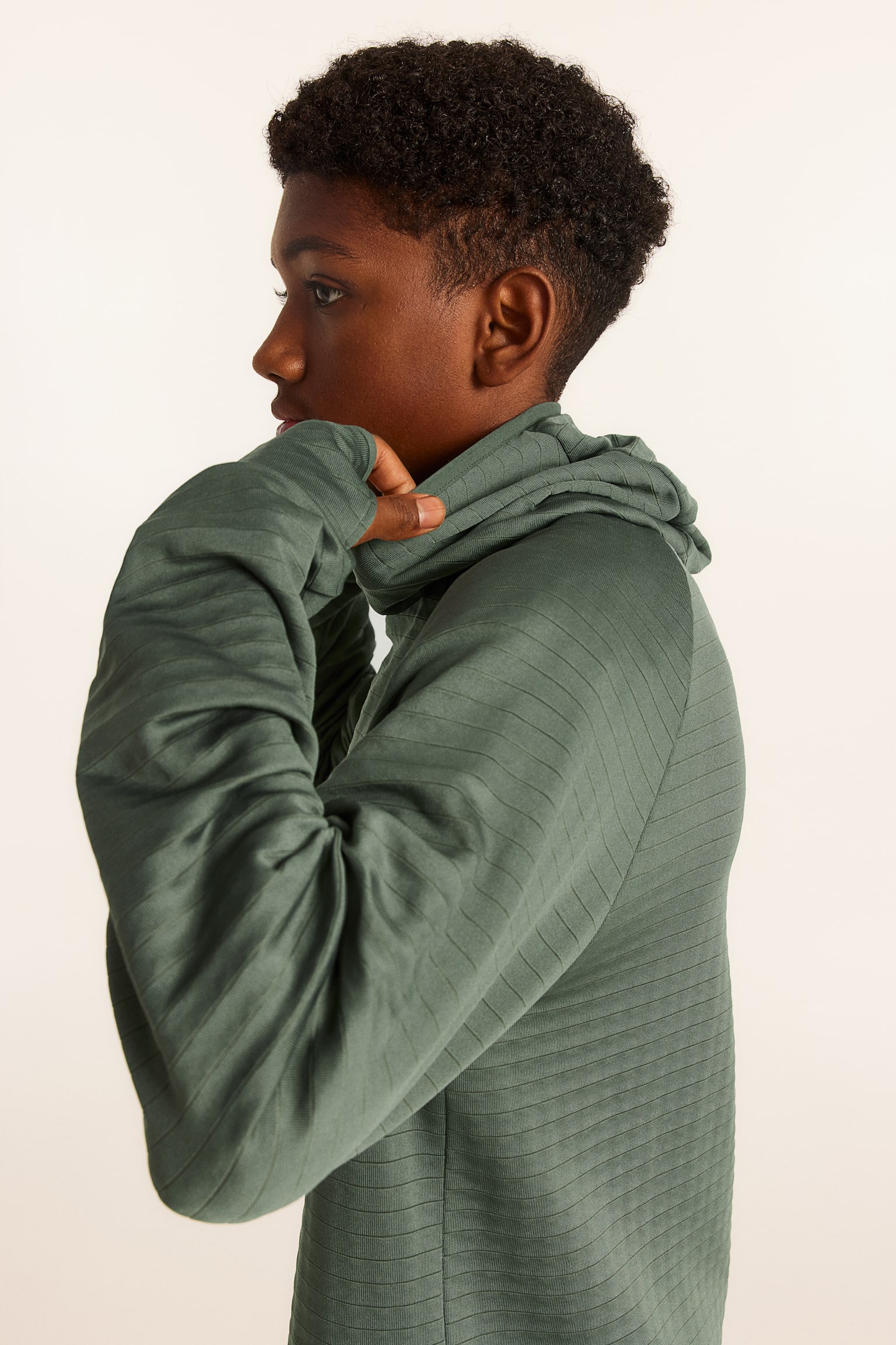 Mid Layer Hooded Activewear Top In DryMove™ - Dark khaki green - 6