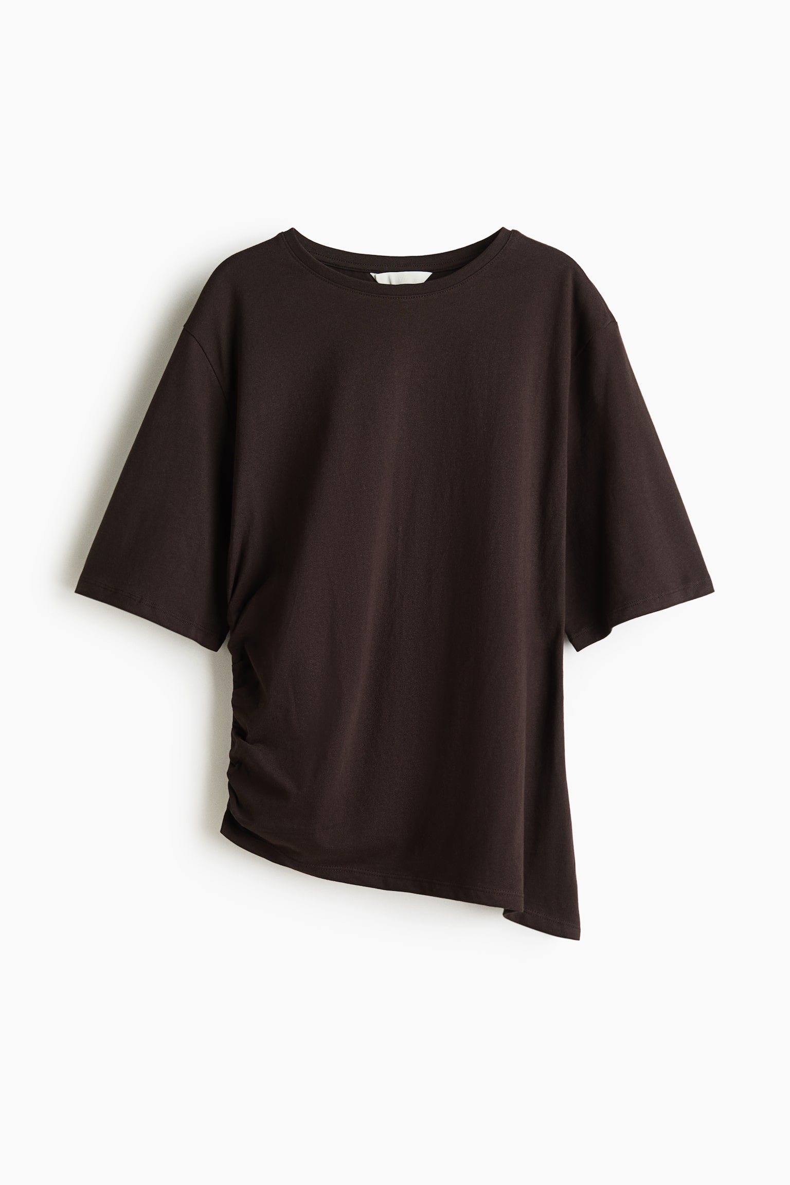 Draped T-shirt - Dark brown/White/Light yellow - 2