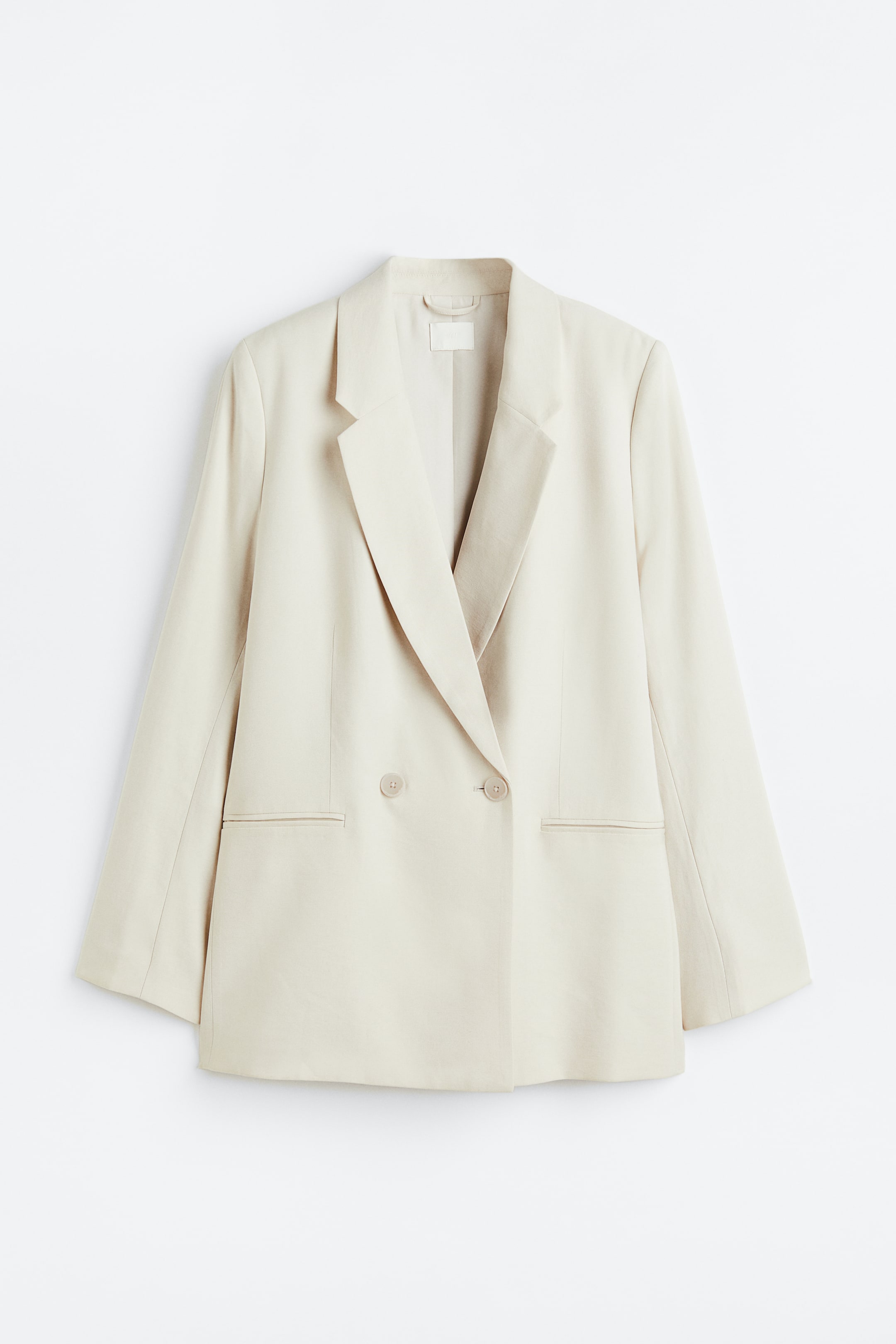 Double-breasted blazer - Long sleeve - Regular length - Light beige ...