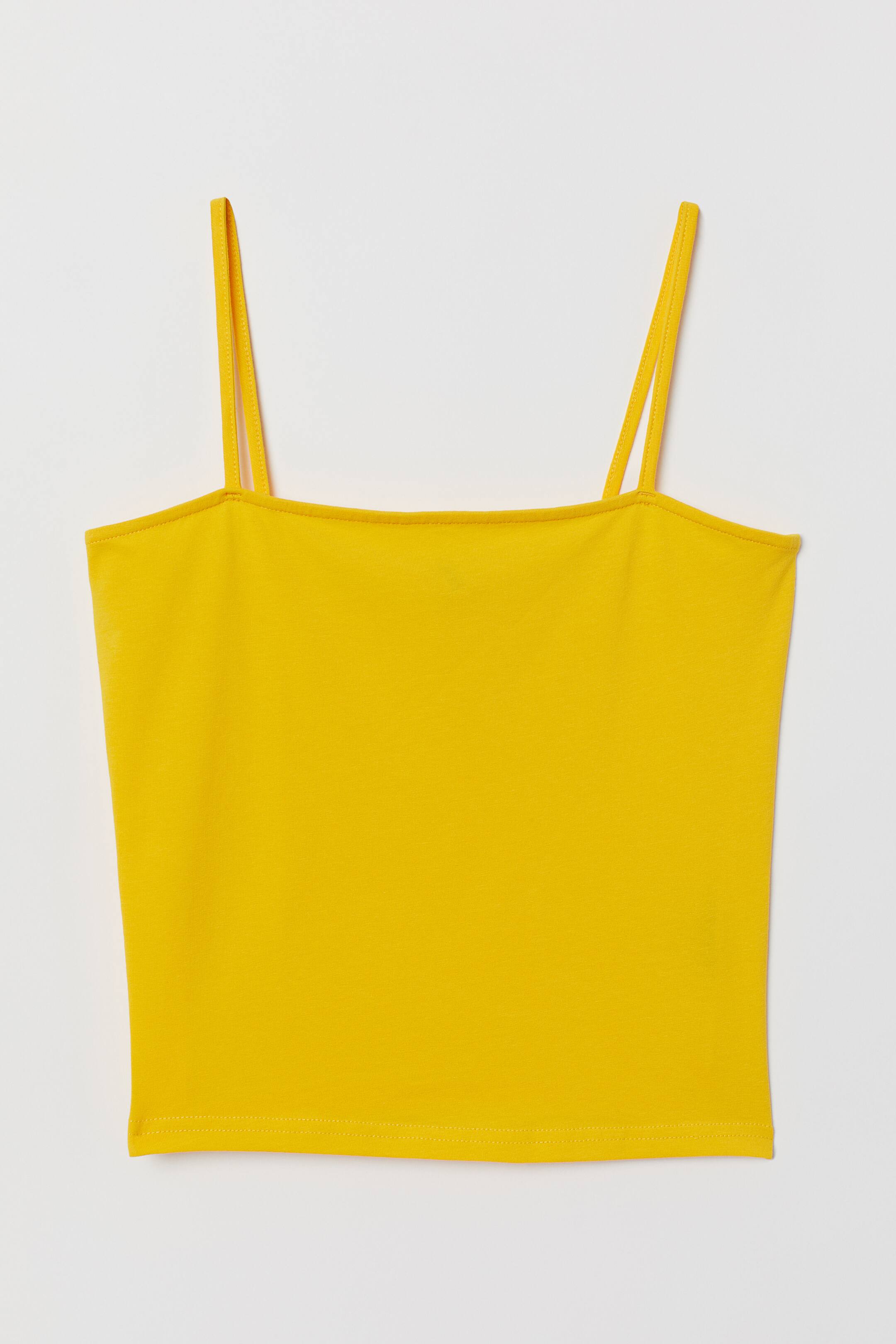 View larger image: Cropped jersey strappy top - Yellow - Ladies | H&M 1