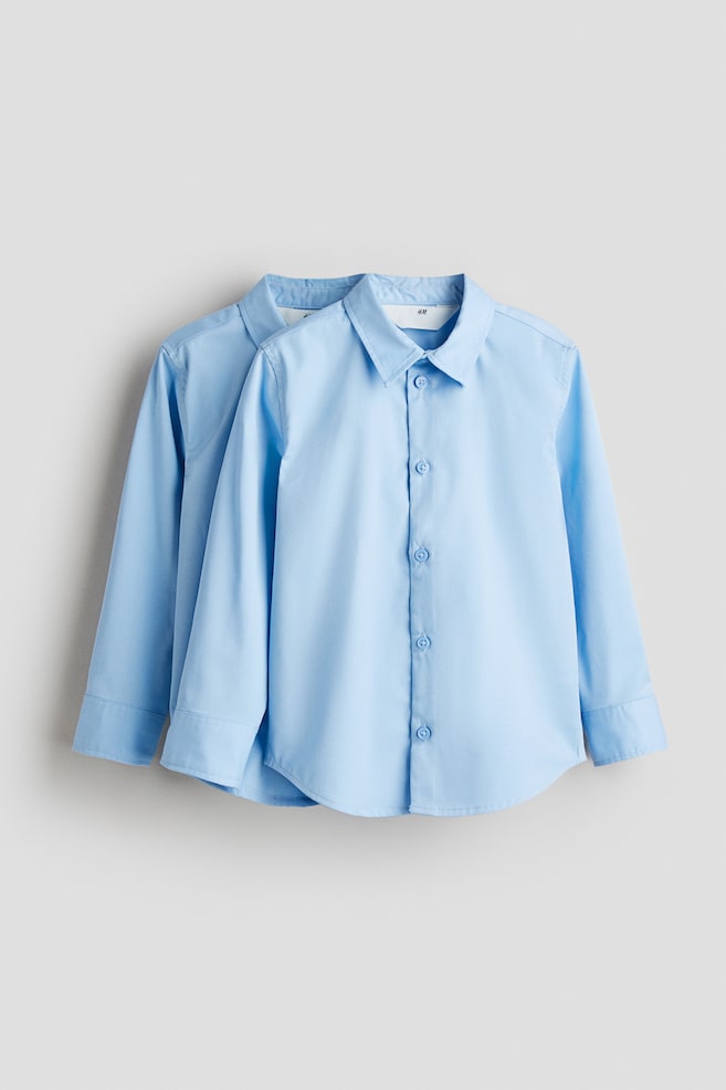 2-pack Easy-iron Shirts - Blue/White - 1