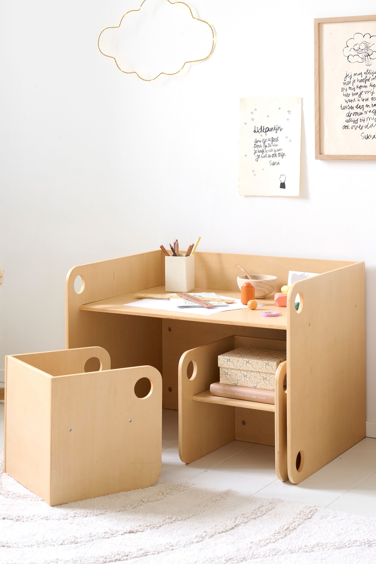 Table And Chairs Set - Ellipse - Natural