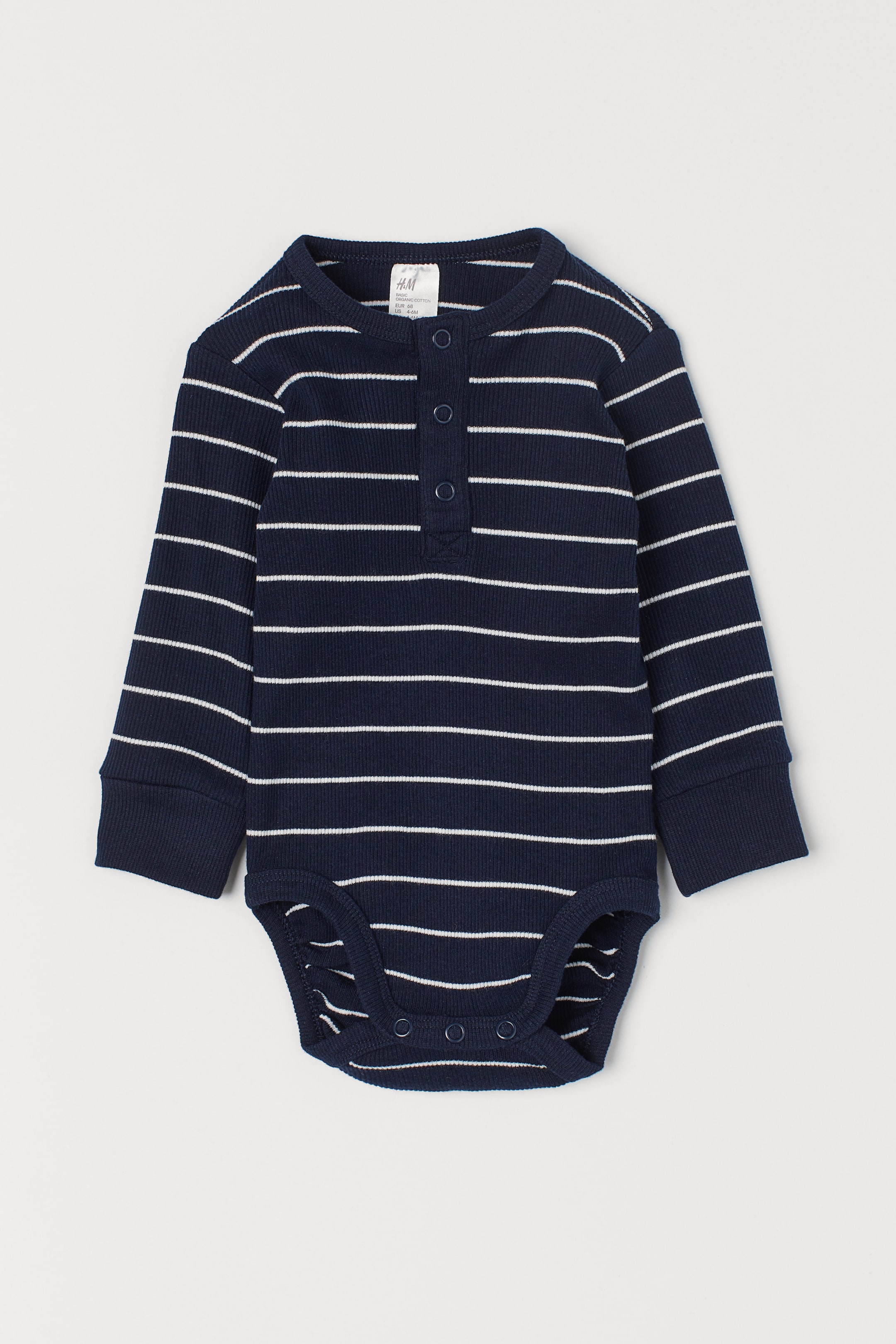 View larger image: Long-sleeved bodysuit - Dark blue/Striped - Kids | H&M IE 1
