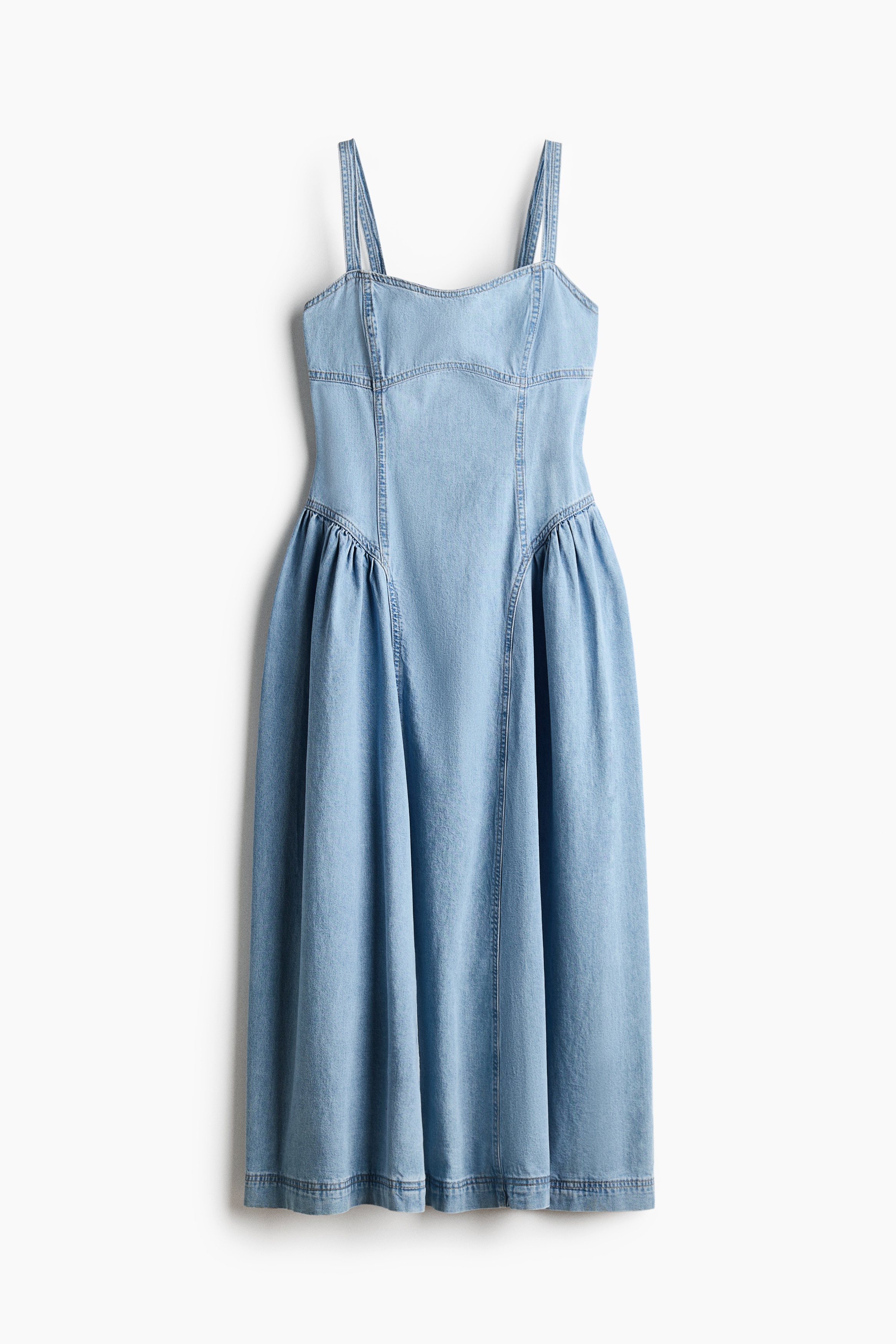 Denim jurk met uitlopende rok - Licht denimblauw