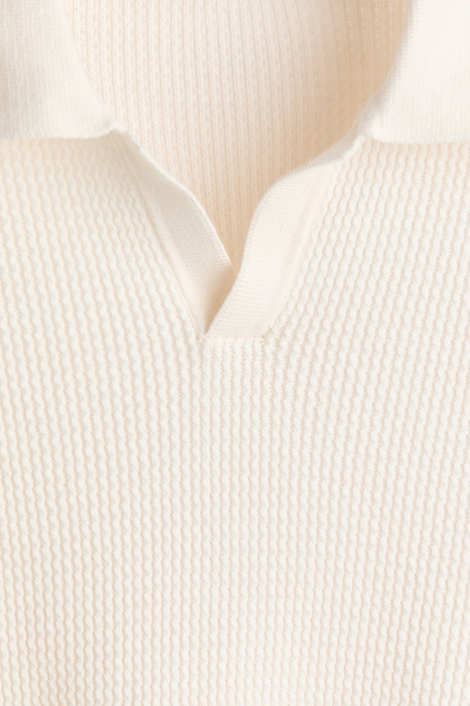 Мужское поло H&M Relaxed-Fit Knit Polo Shirt, цвет: Кремовый — фото 7